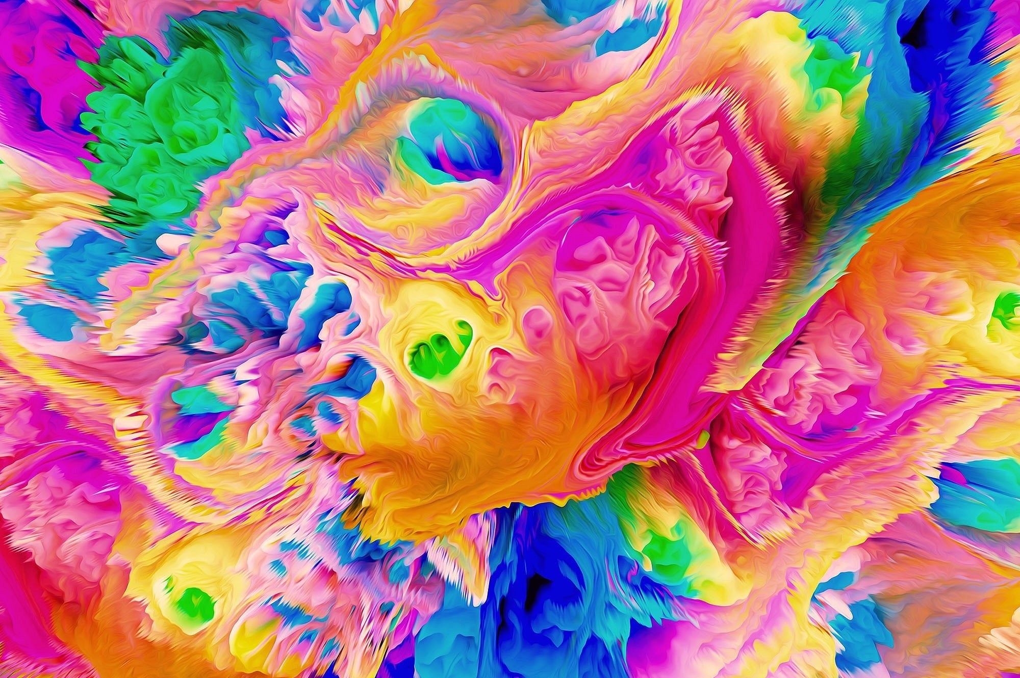 Abstract colorful artwork with swirling shapes HD Wallpaper