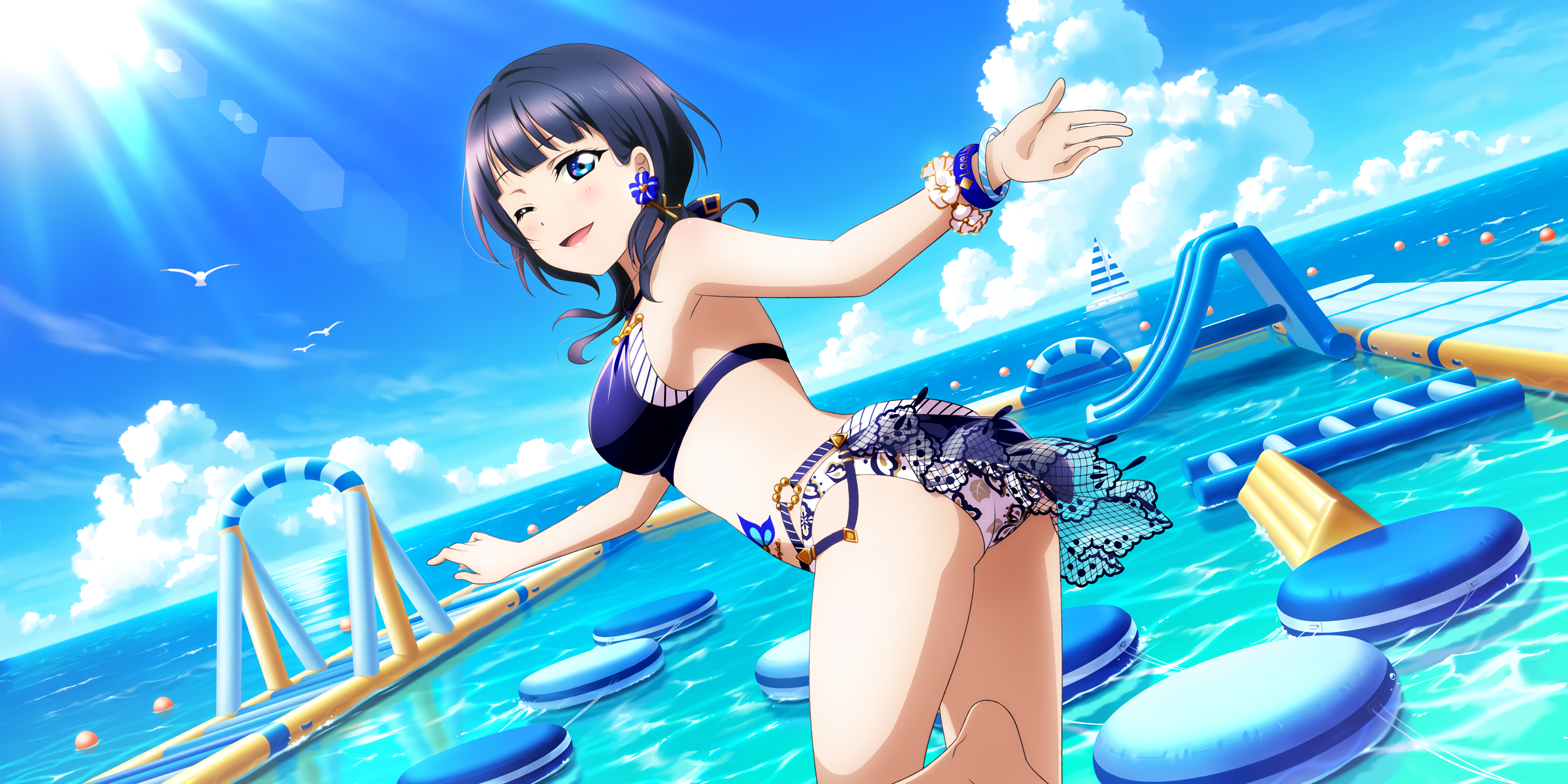 Asaka Karin in Vibrant Seaside Setting HD Wallpaper
