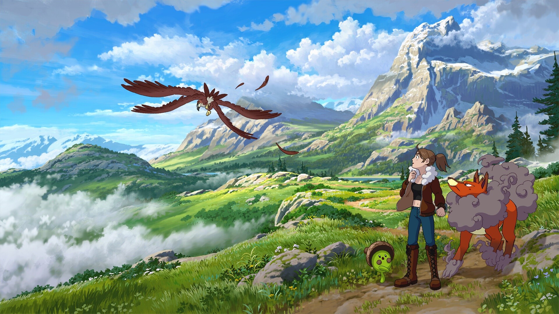 Kindred Fates art with girl and Pokemon HD Wallpaper