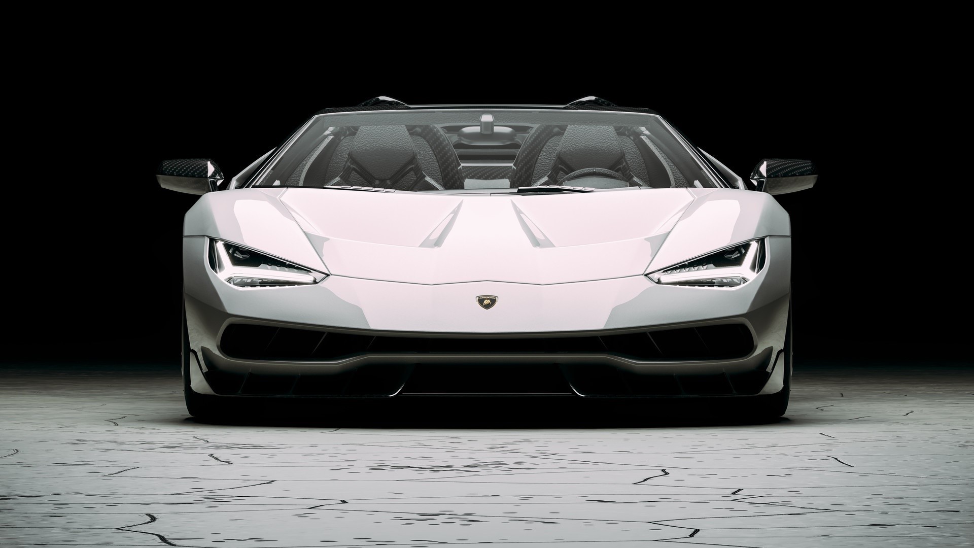 White Lamborghini Centenario Roadster Front View HD Wallpaper