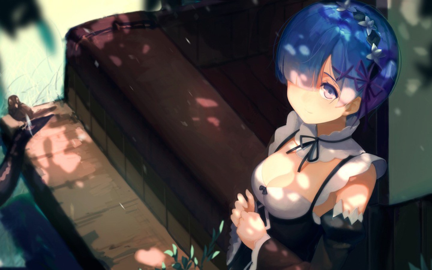 Rem from Re:Zero in a Maid Outfit HD Wallpaper