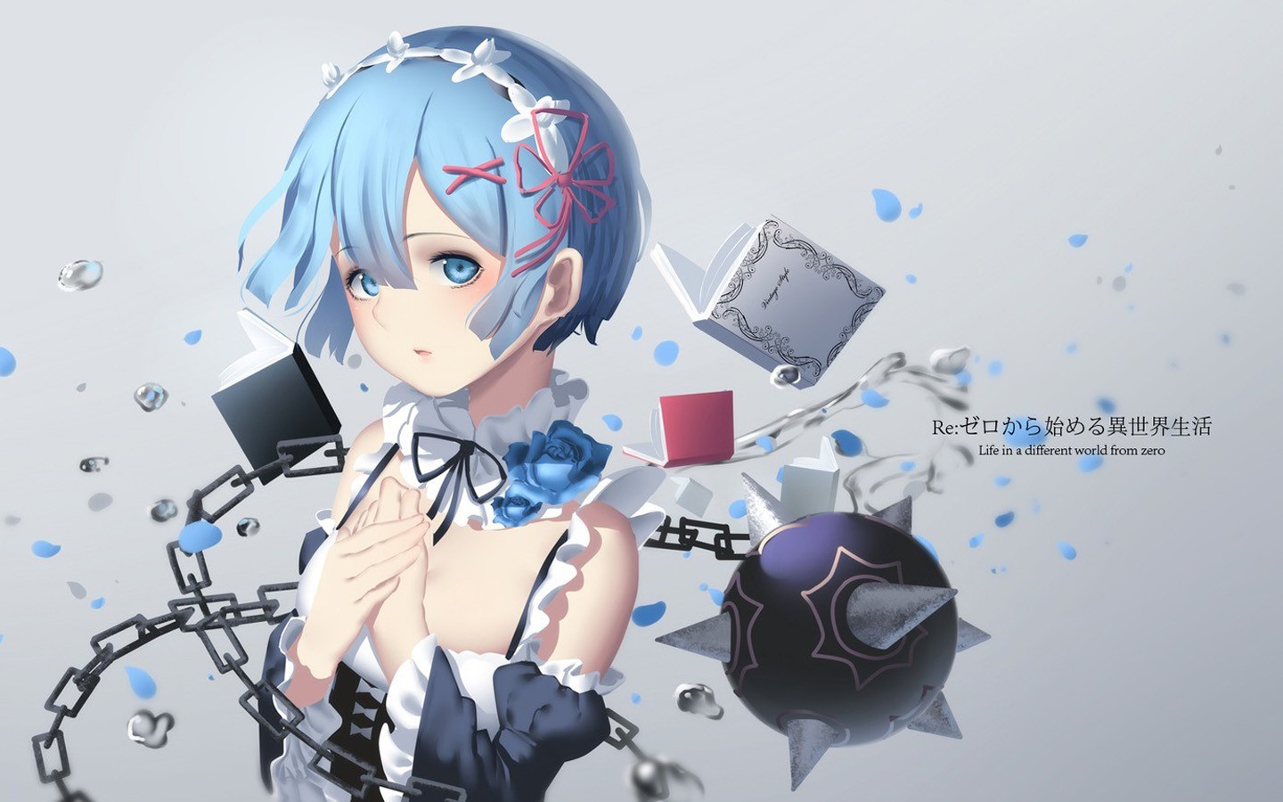 Rem from Re:Zero Kara Hajimeru Isekai Seikatsu with flail and chains HD Wallpaper