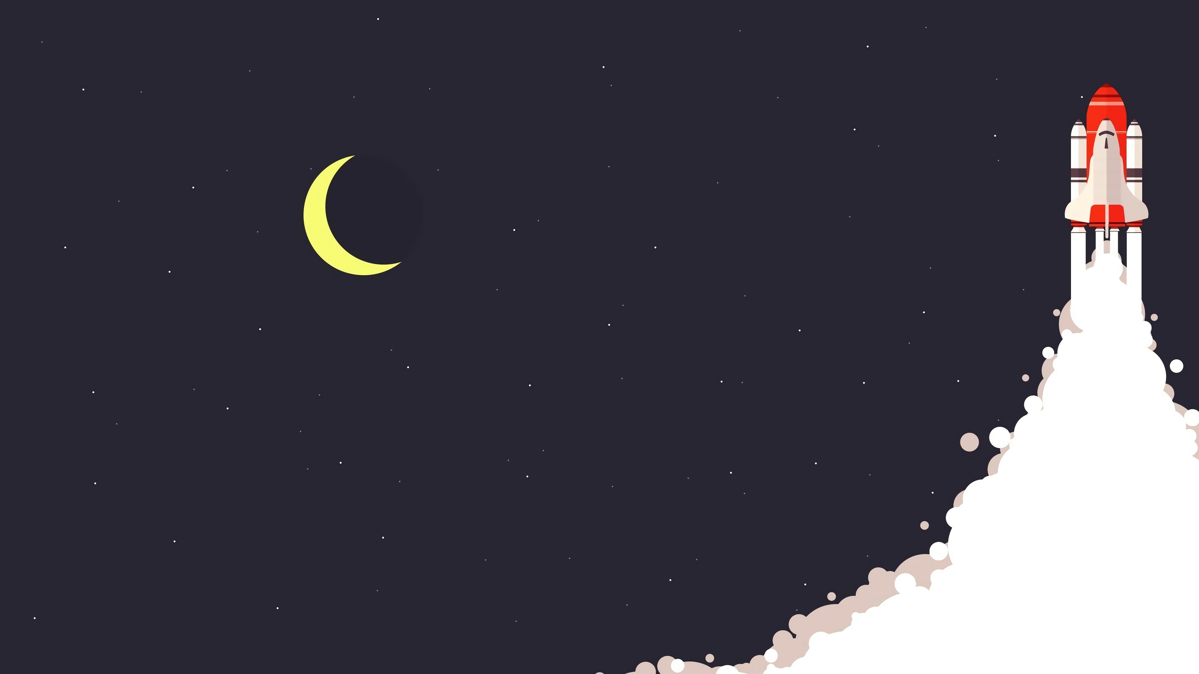 4K Minimalism Moon Rocket Launch HD Wallpaper