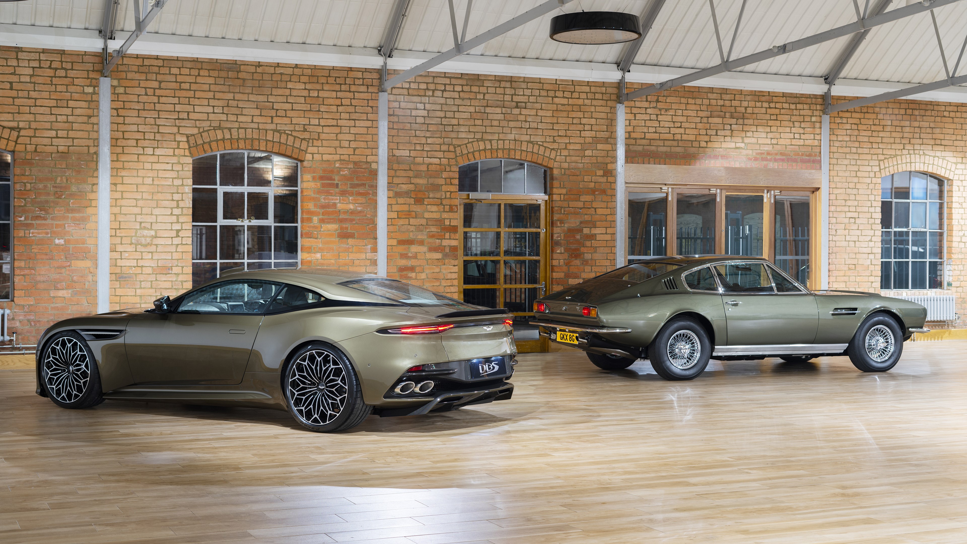 4K Aston Martin DBS Superleggera and classic Aston Martin HD Wallpaper
