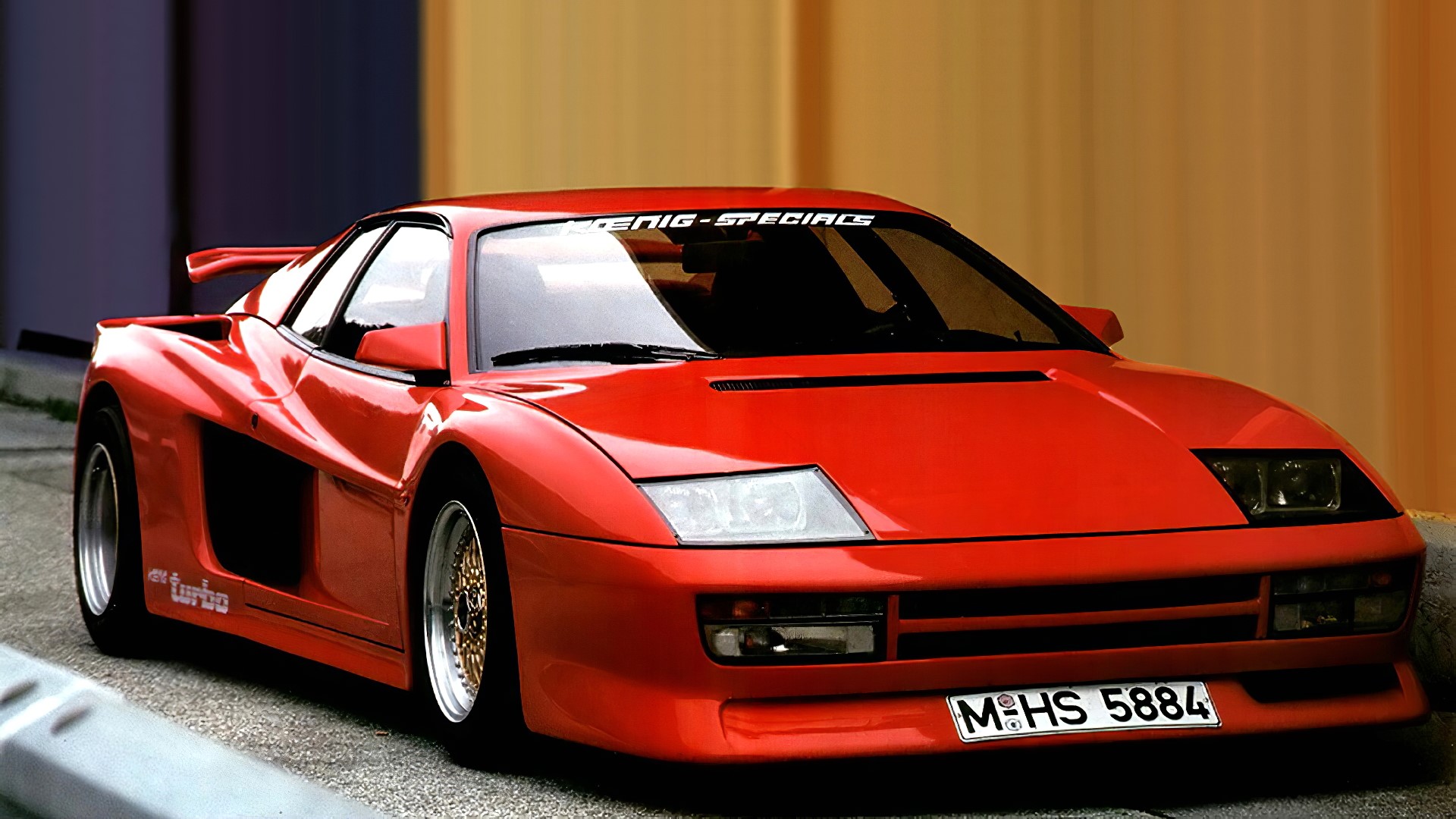 Red Koenig Specials Ferrari Testarossa with custom tuning HD Wallpaper
