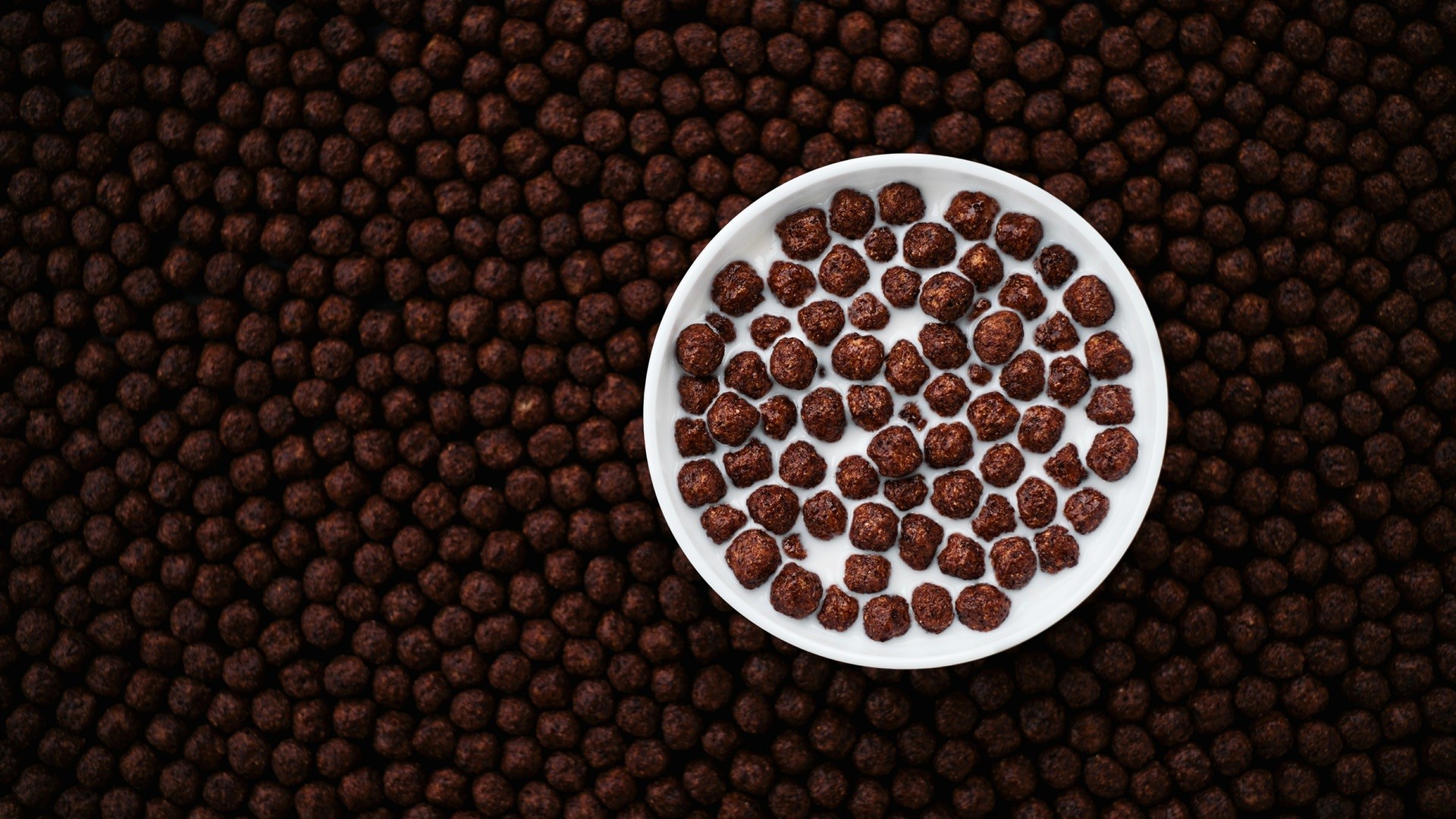 Bowl of chocolate cereal with milk HD Wallpaper