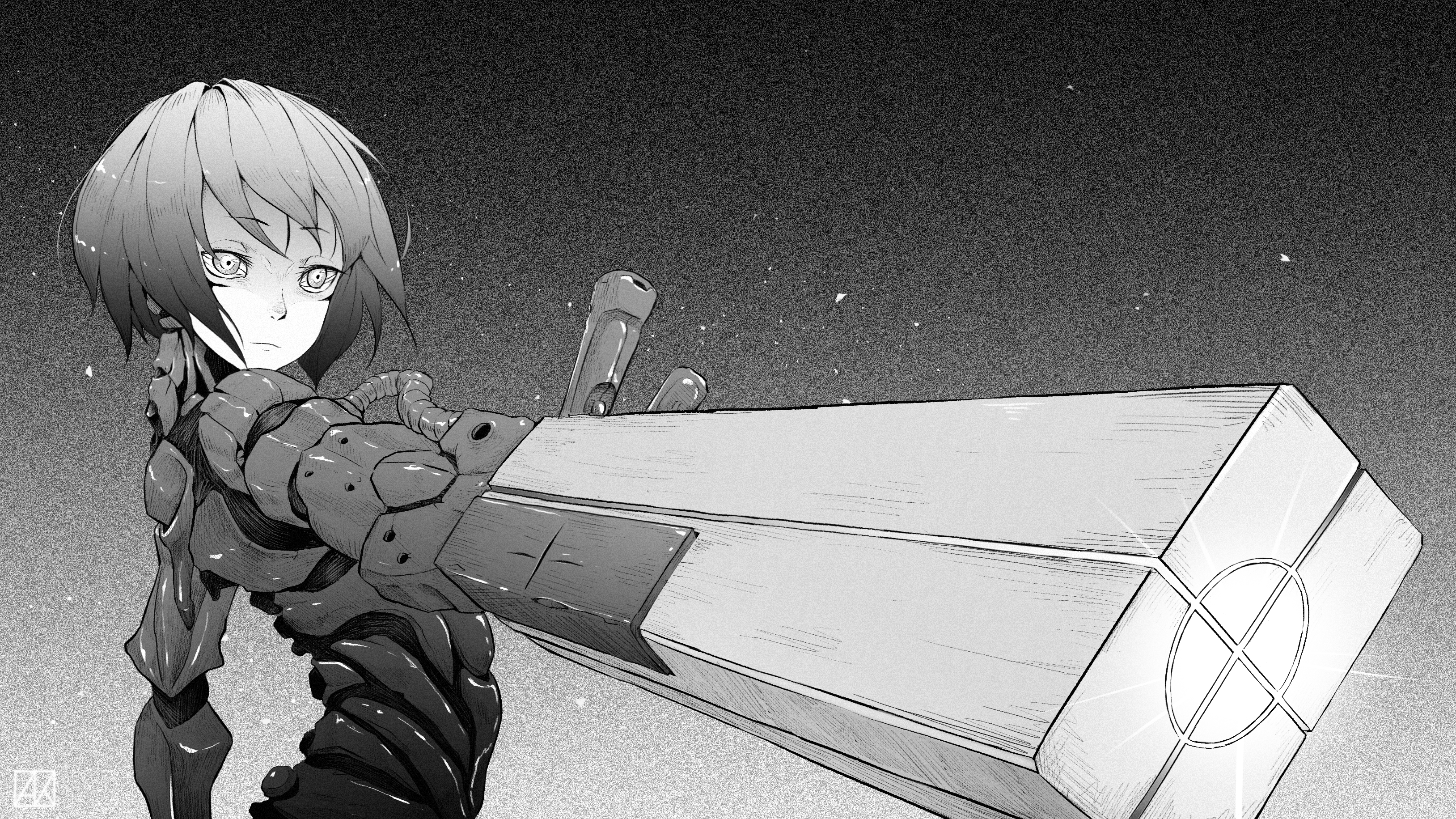 Sanakan from Blame! with a large weapon HD Wallpaper