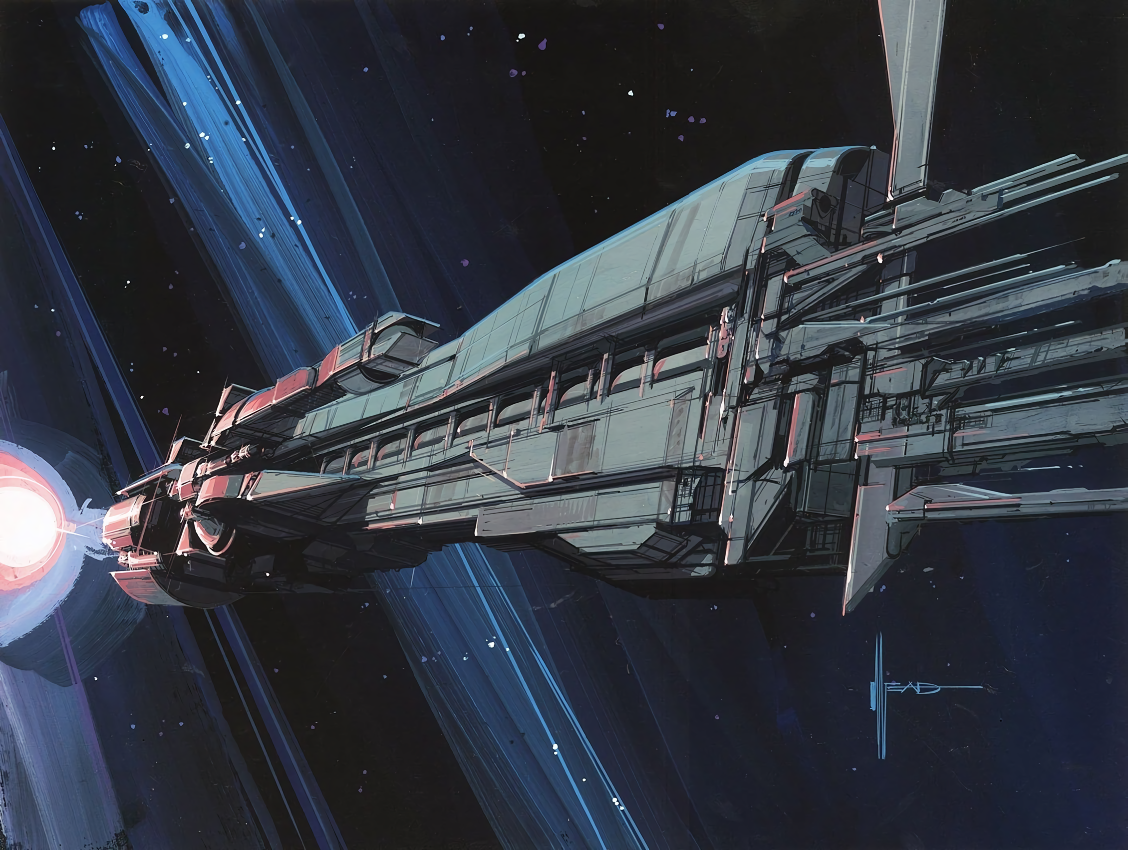 U.S.S. Sulaco spaceship in space by Syd Mead HD Wallpaper
