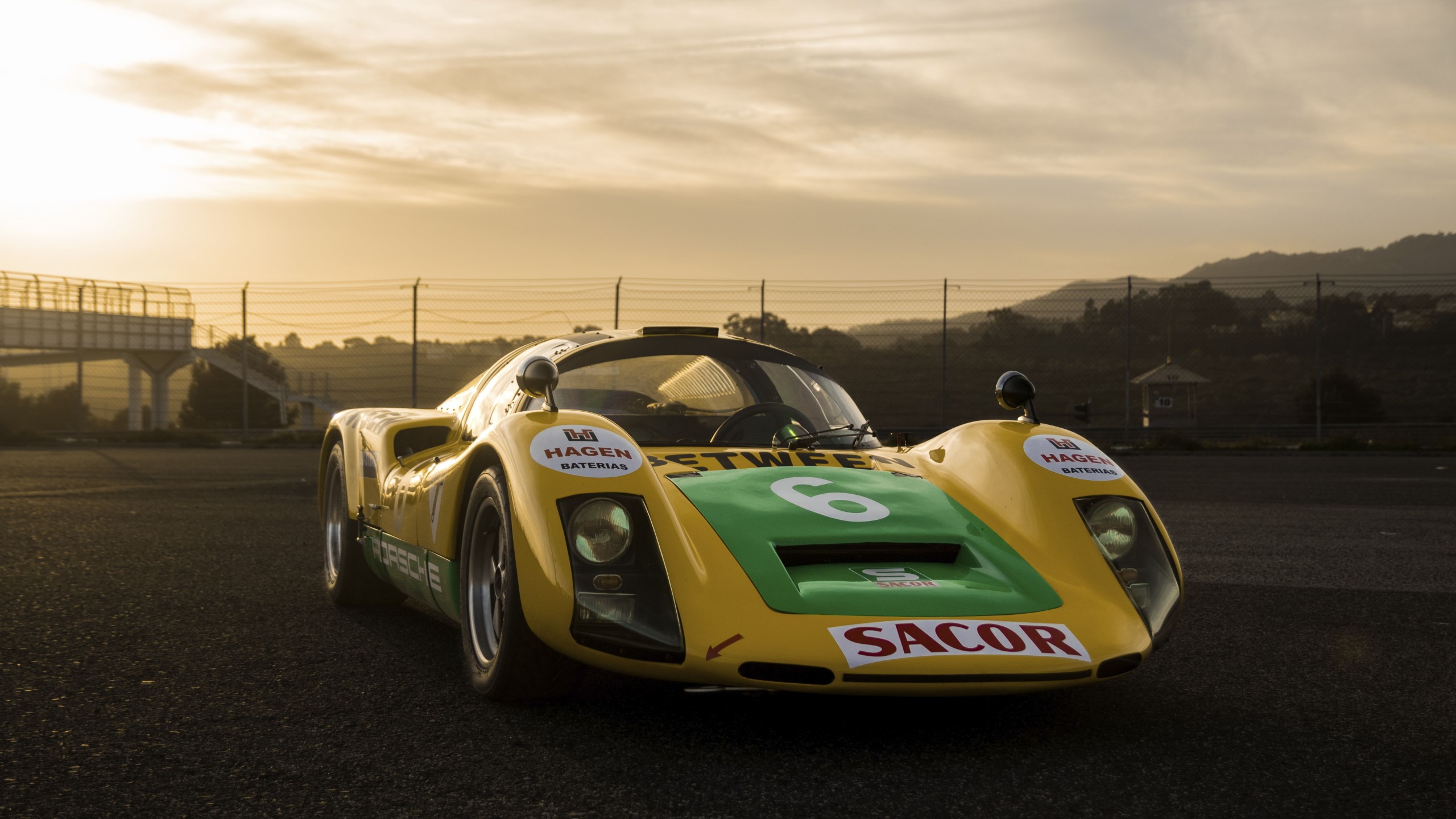 Yellow Porsche 906 race car with number 6 HD Wallpaper