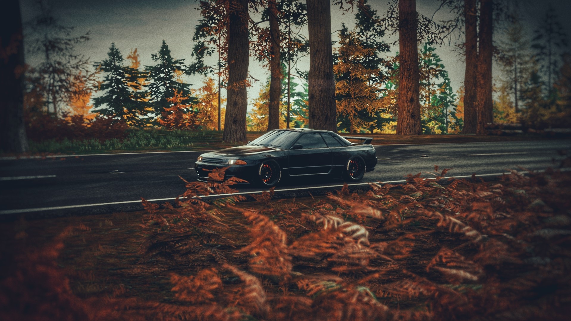 Black Nissan Skyline GT-R R32 in Forza Horizon 4 HD Wallpaper