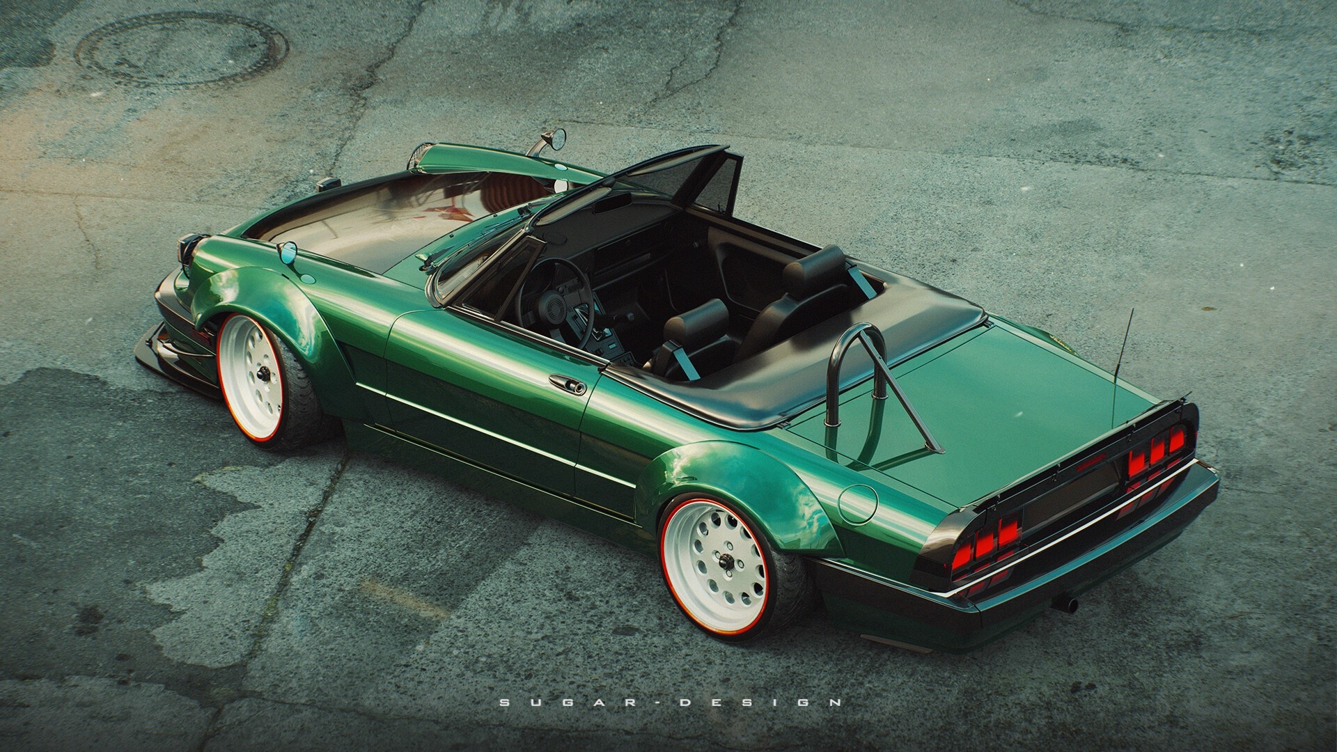 Green Alfa Romeo convertible modified car HD Wallpaper
