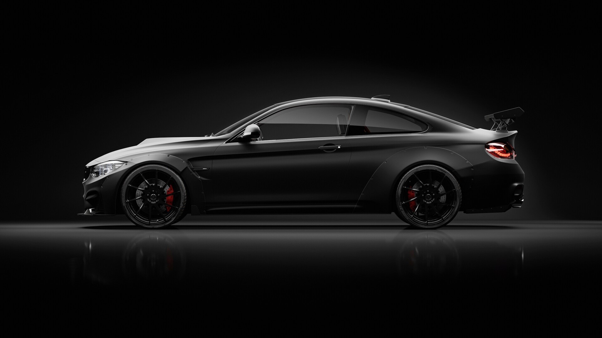 Black BMW 4 Series with bolt-on fender flares HD Wallpaper