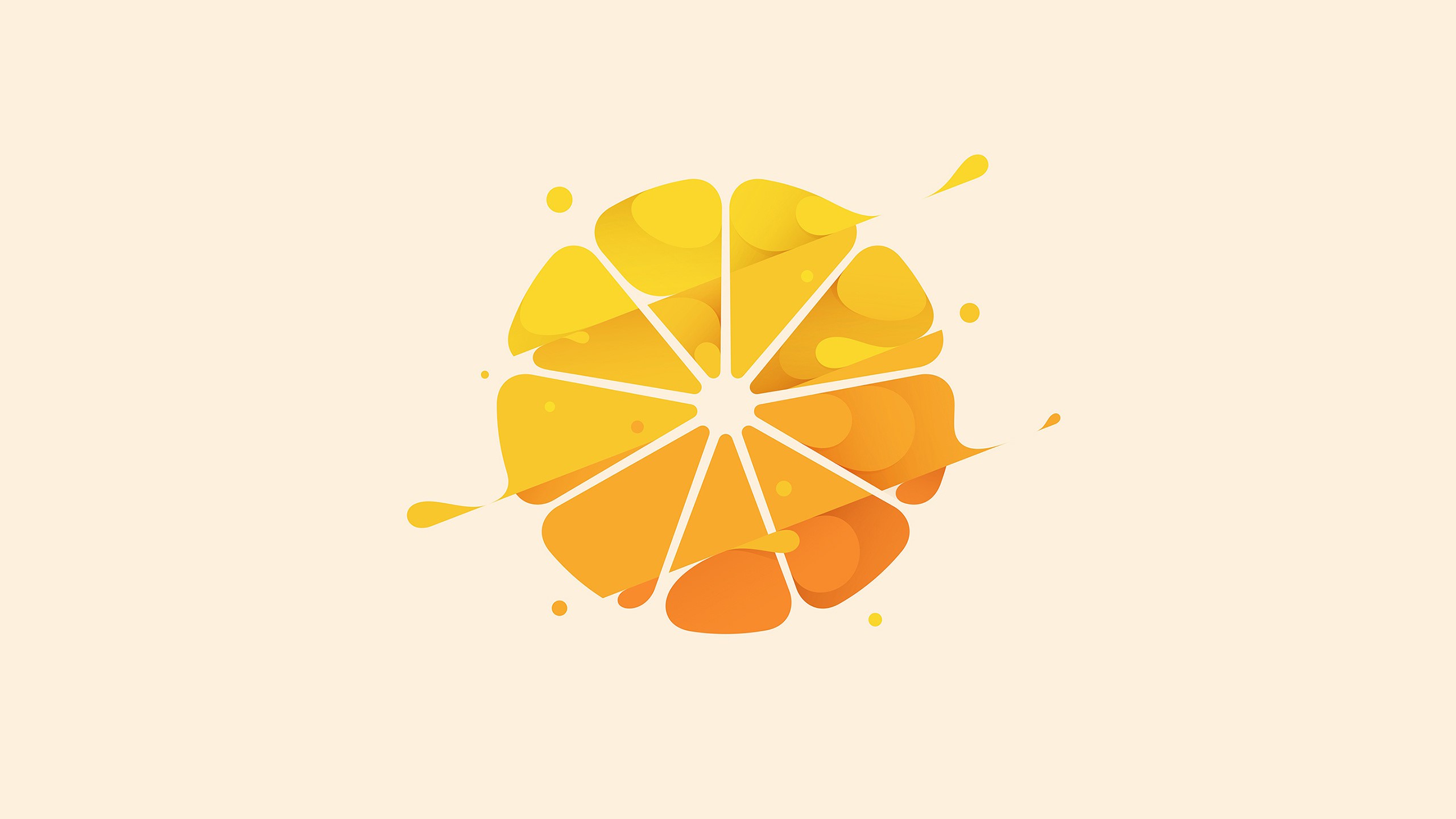 Abstract orange slice with juice splashes HD Wallpaper