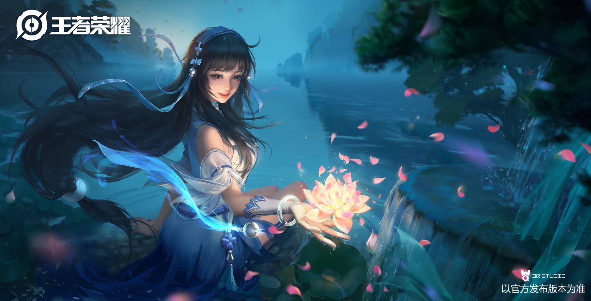 Girl from Honor of Kings with Lotus Flowers HD Wallpaper