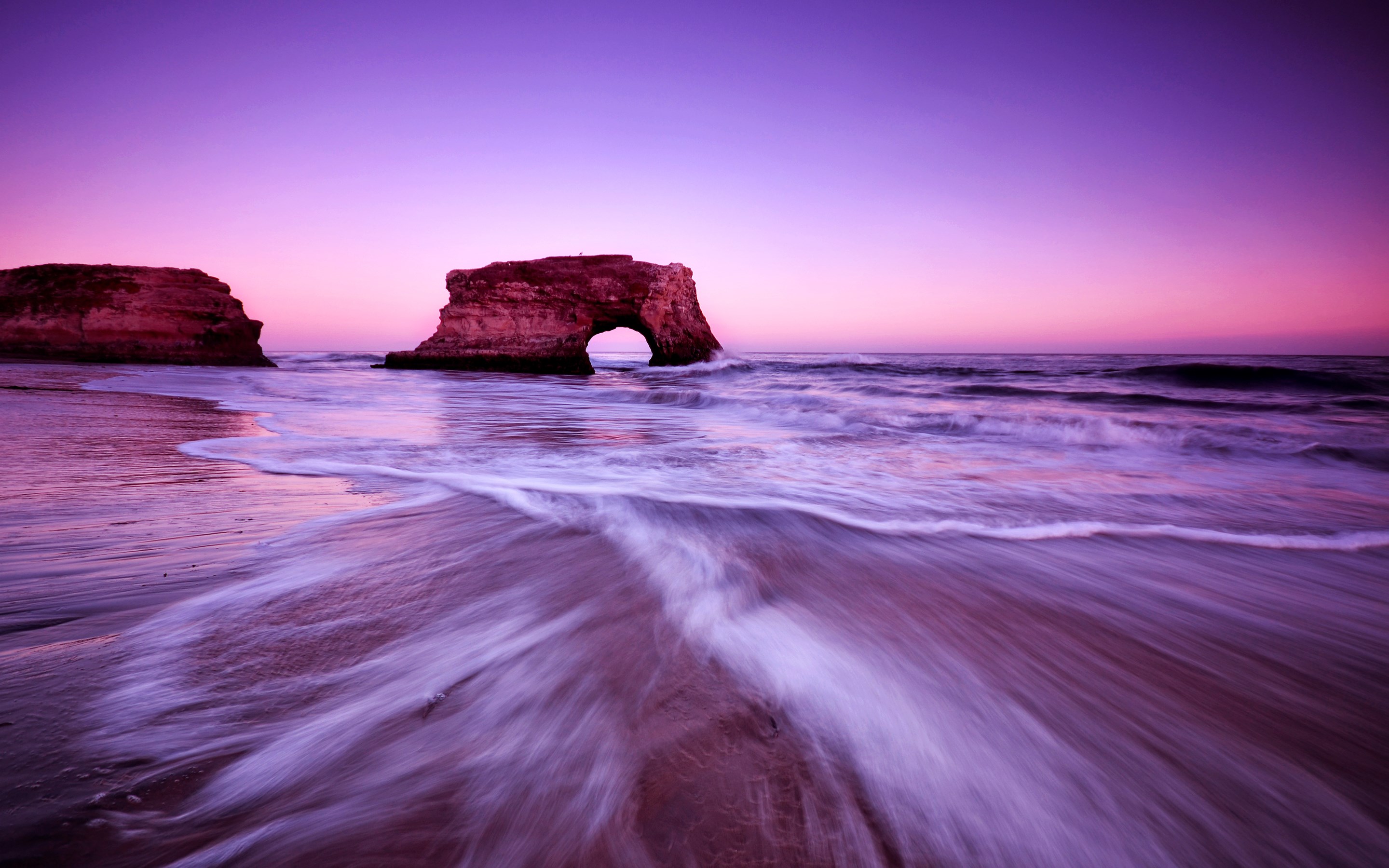 Natural Bridges State Beach at sunset HD Wallpaper