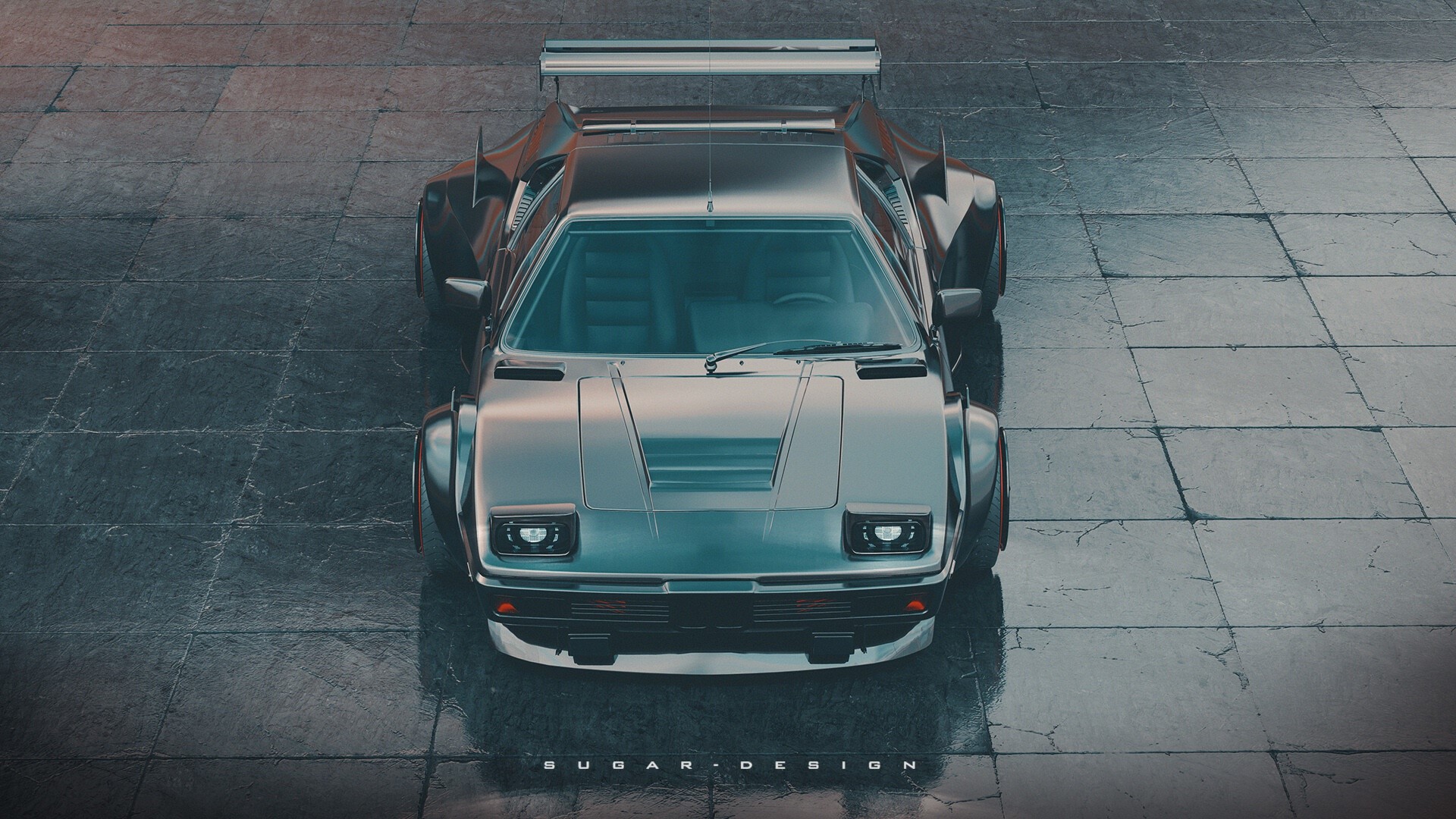 Silver BMW M1 with pop-up headlights, high angle view HD Wallpaper