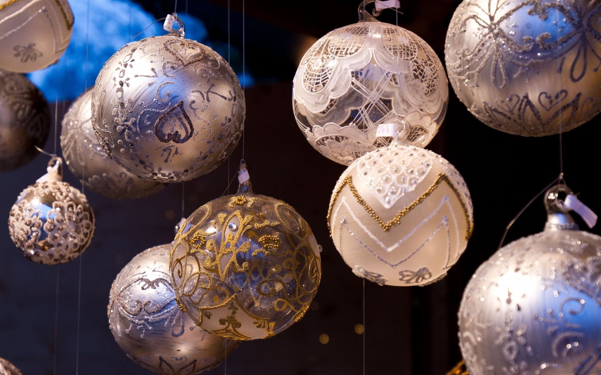 Christmas ornaments hanging indoors HD Wallpaper