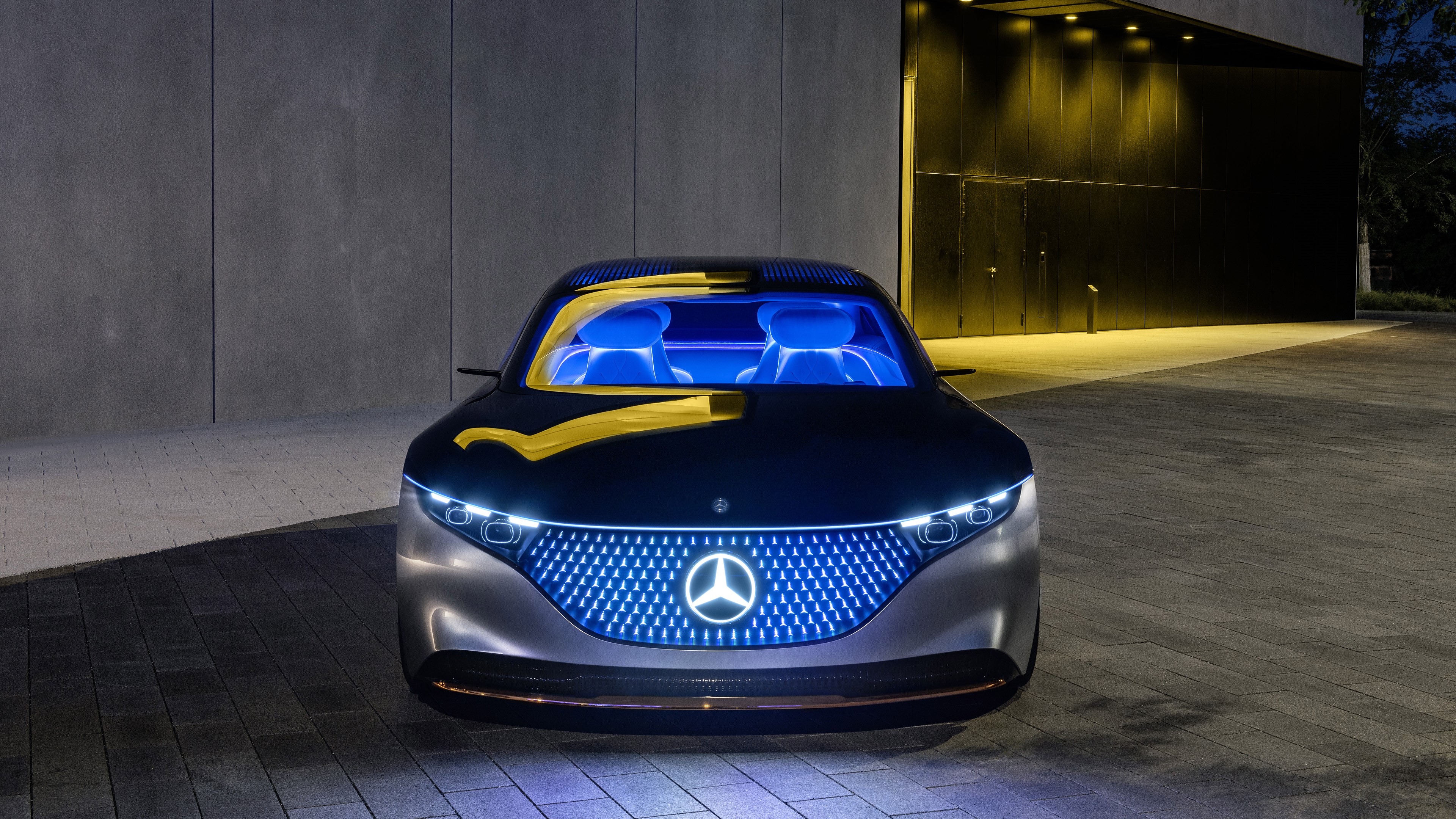 Mercedes-Benz Vision EQS concept car frontal view HD Wallpaper