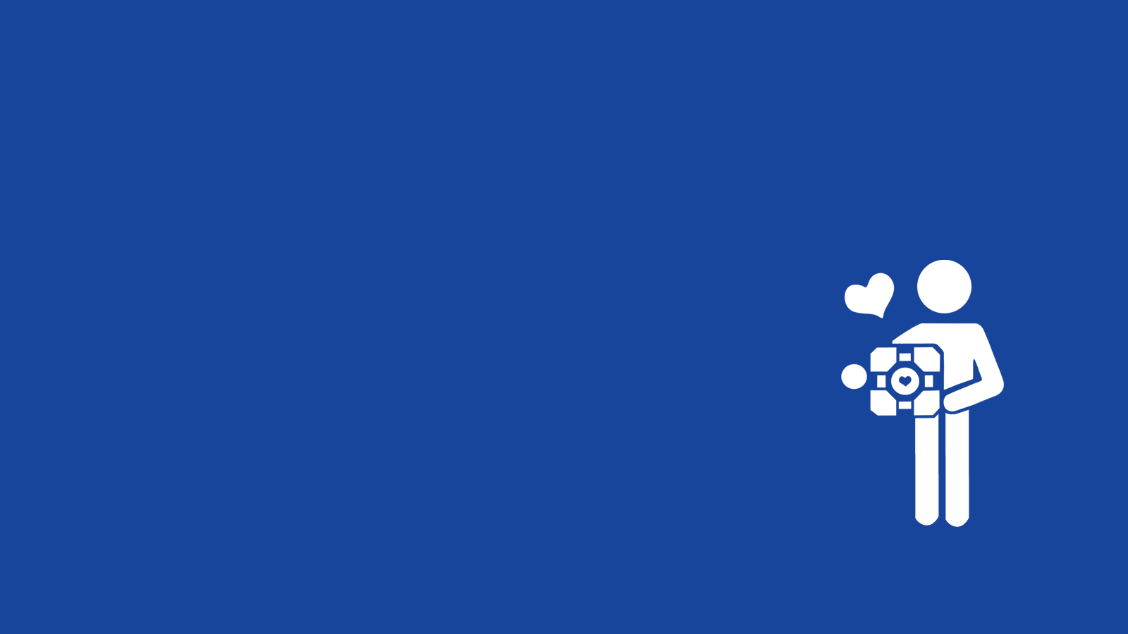 Companion Cube held by a stick figure with a heart HD Wallpaper