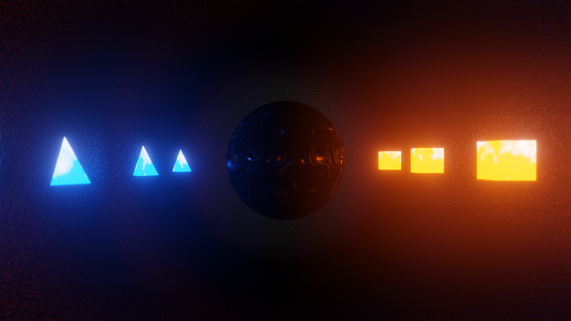 Abstract 3D render with glowing shapes and sphere HD Wallpaper