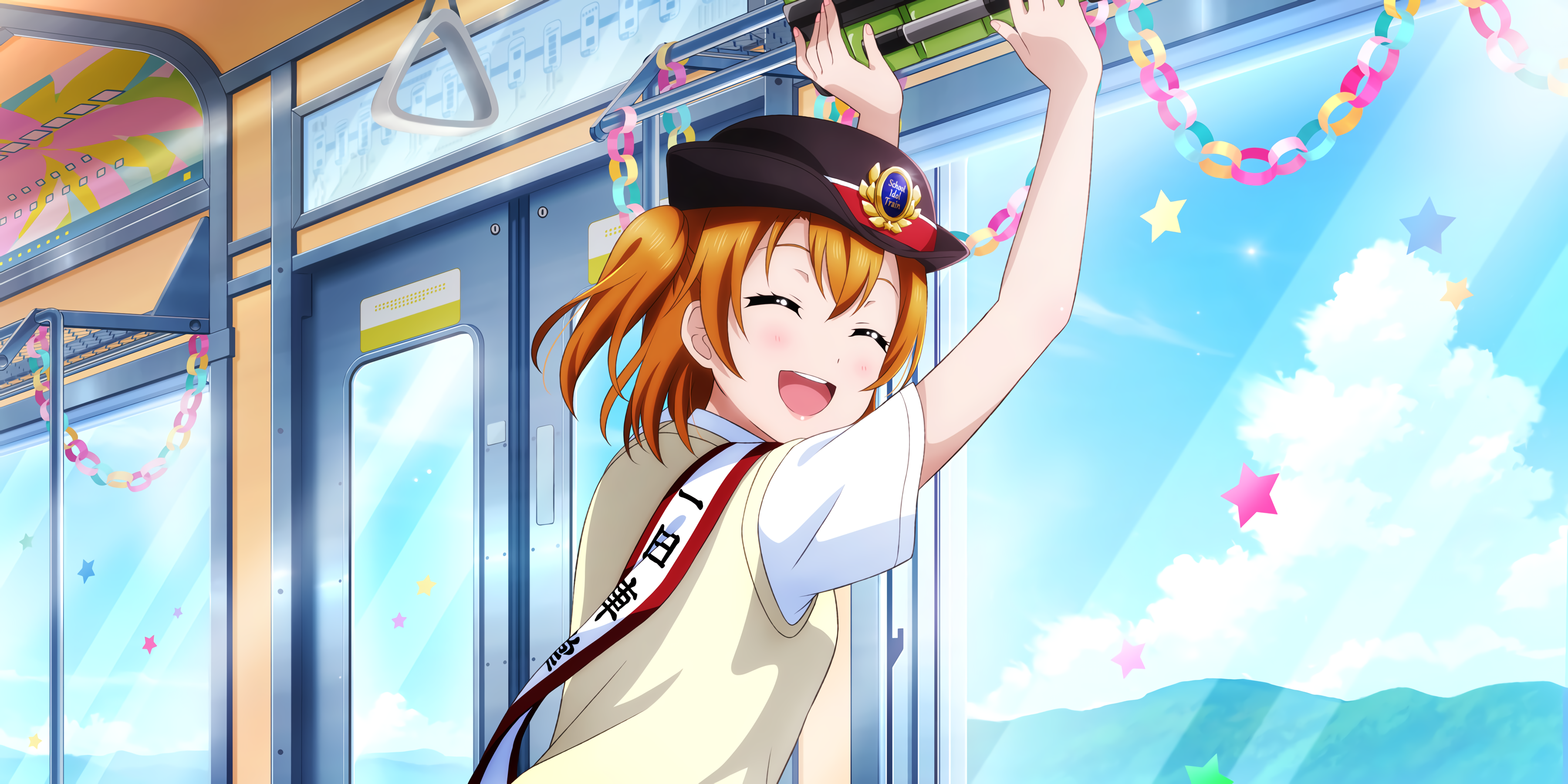 Honoka Kousaka from Love Live! on a train HD Wallpaper