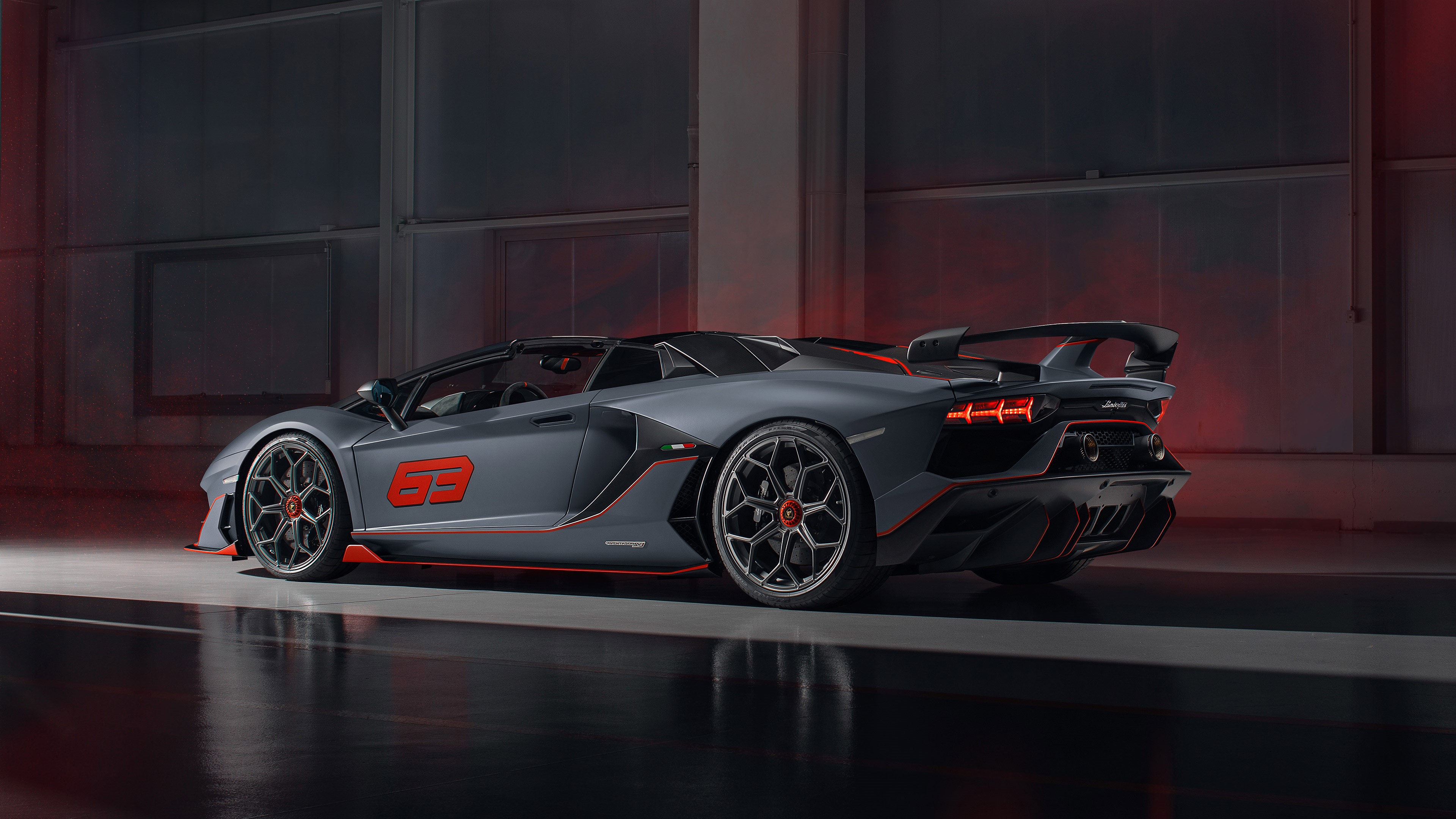 Lamborghini Aventador SVJ Roadster with '63' decal HD Wallpaper