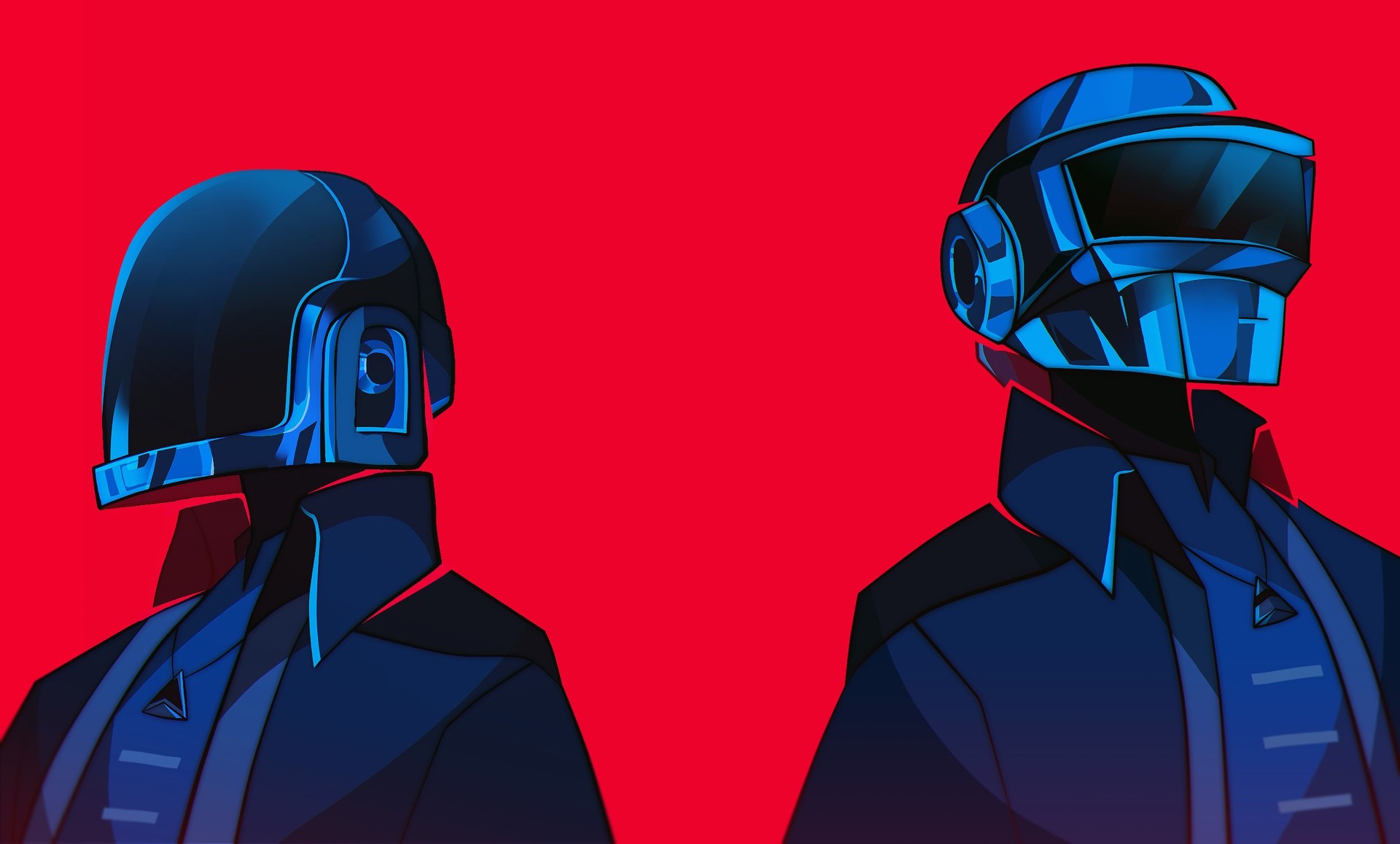 Daft Punk artwork with helmets and suits HD Wallpaper