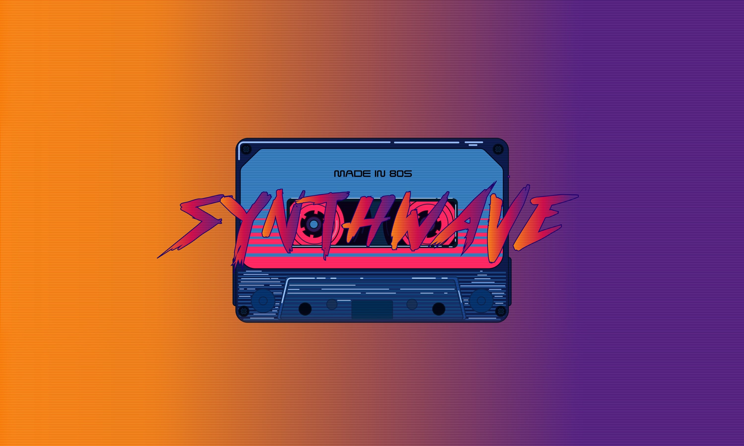 Synthwave cassette tape with "Made in 80s" text HD Wallpaper