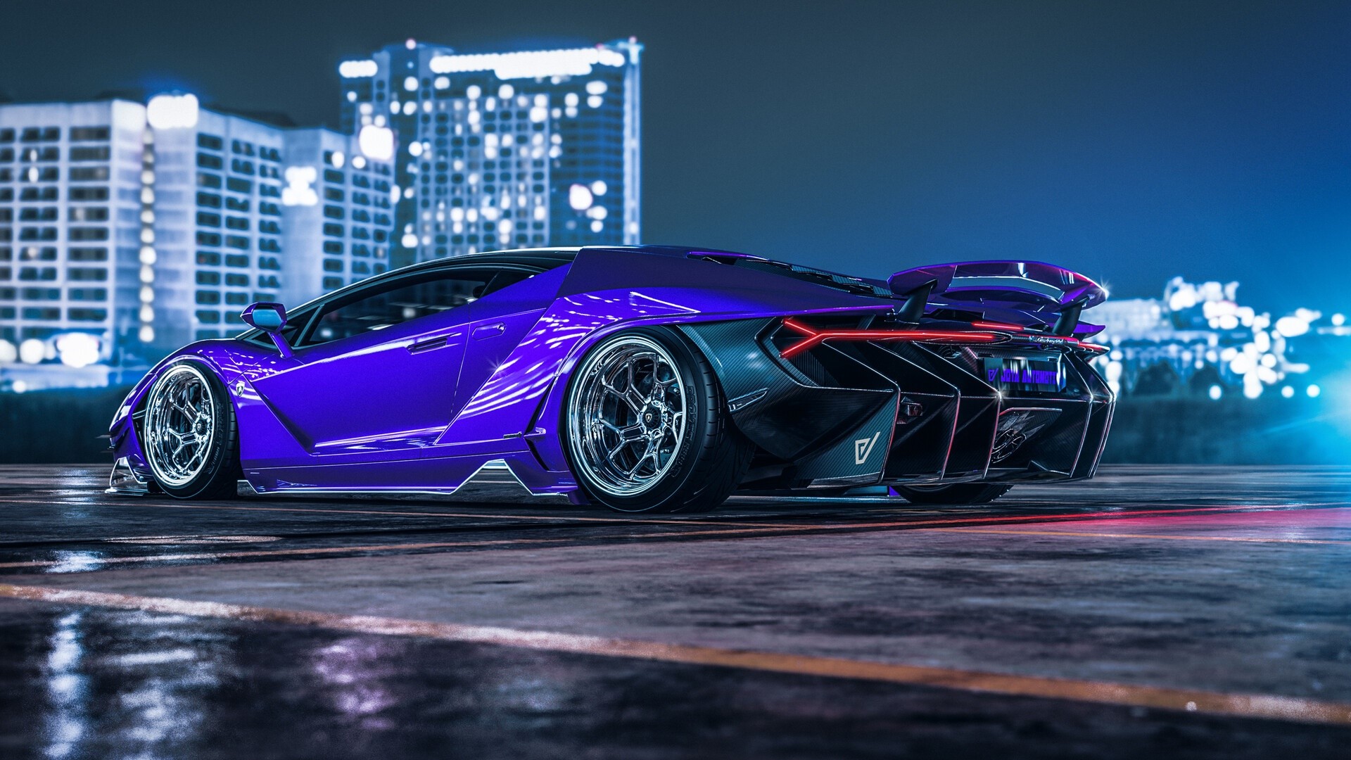 Purple Lamborghini Centenario by Javier Oquendo HD Wallpaper