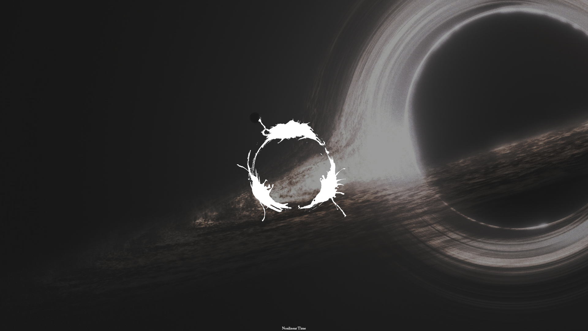 Black hole with accretion disk and alien symbol HD Wallpaper