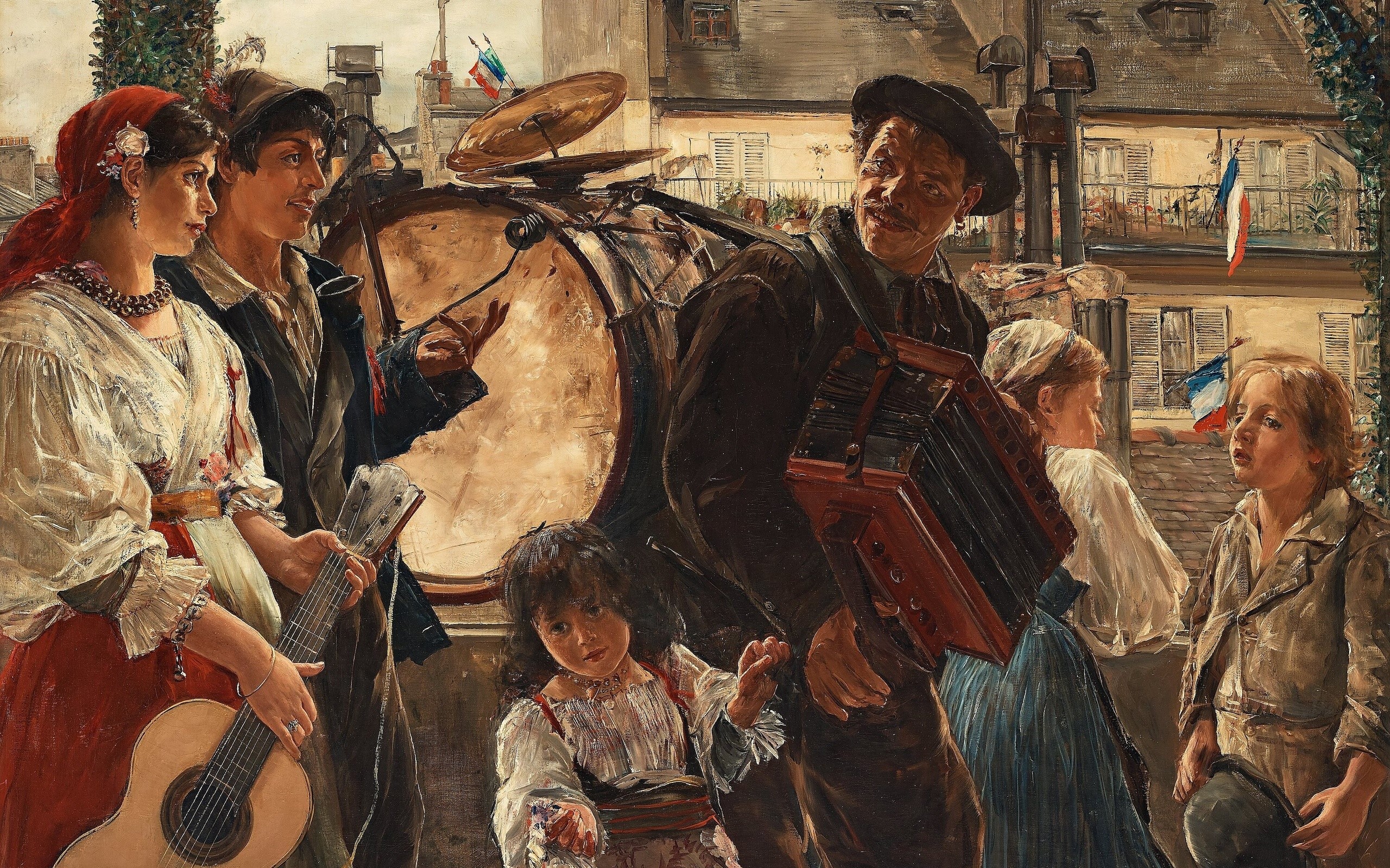 Street Musicians in Paris by Ernst Youssefson HD Wallpaper