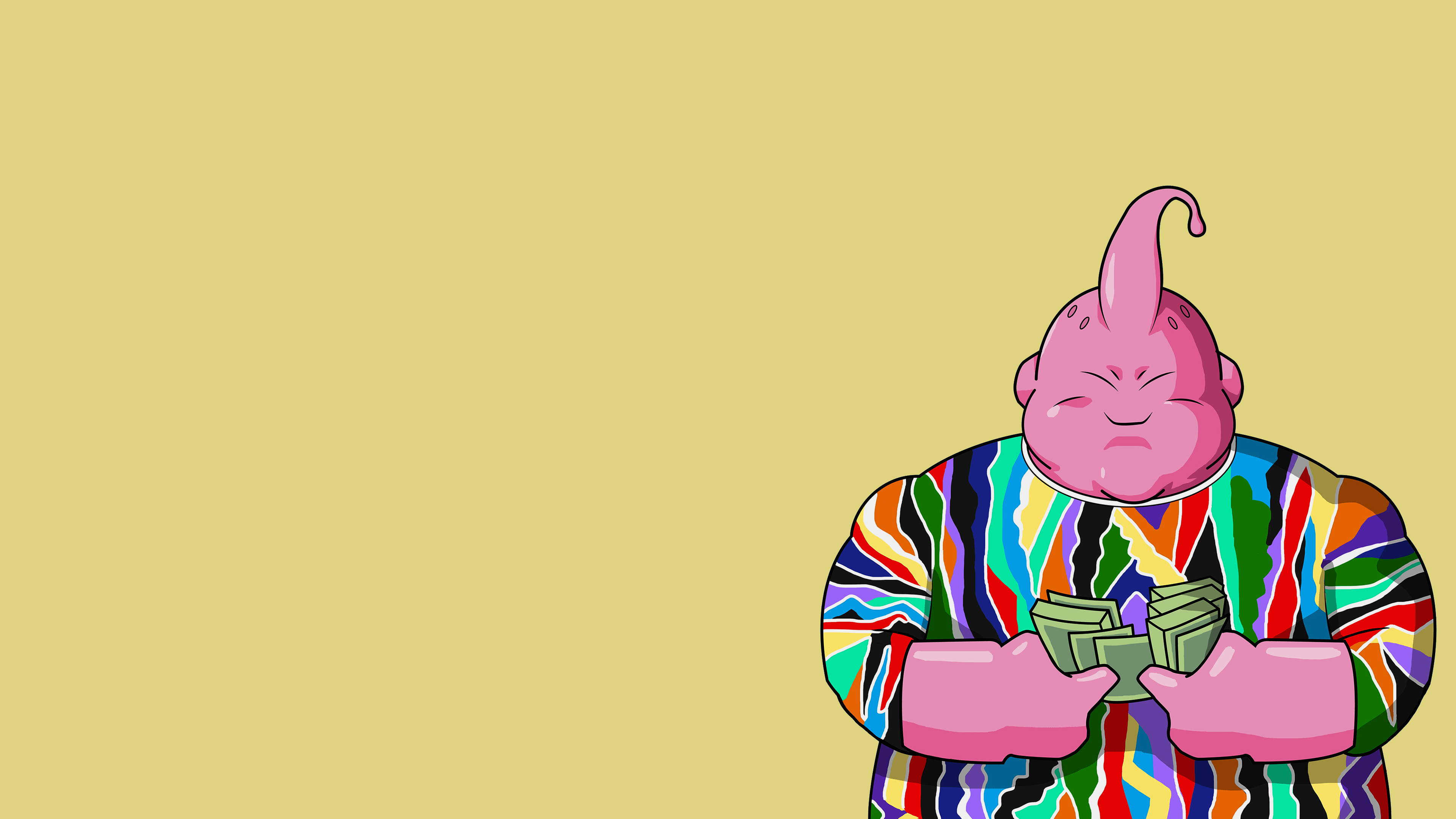 Majin Buu from Dragon Ball Z holding money HD Wallpaper