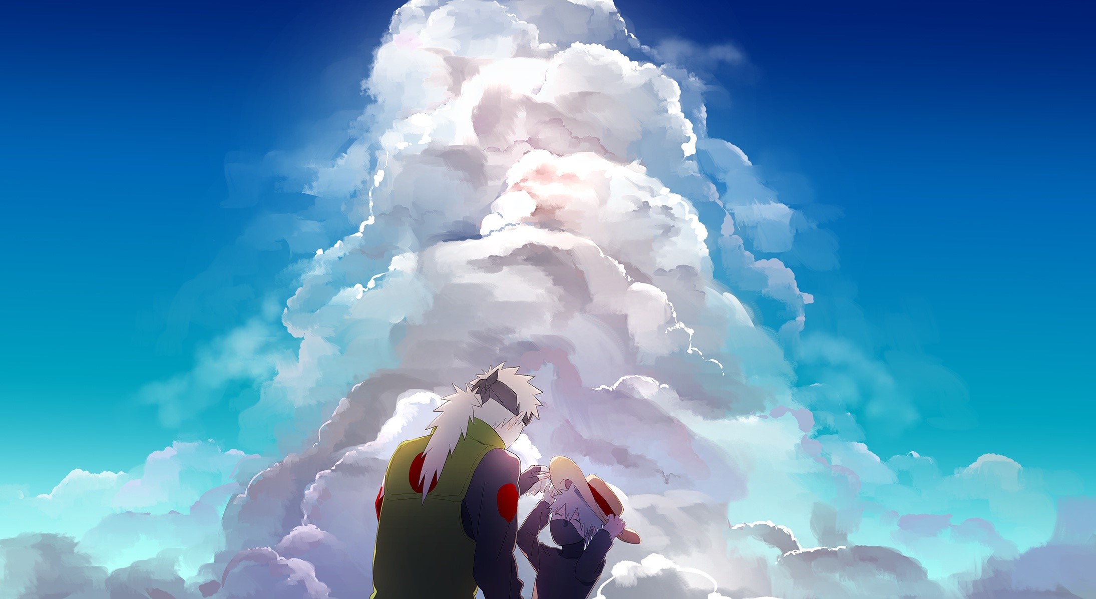 Kakashi and Obito from Naruto in the clouds HD Wallpaper