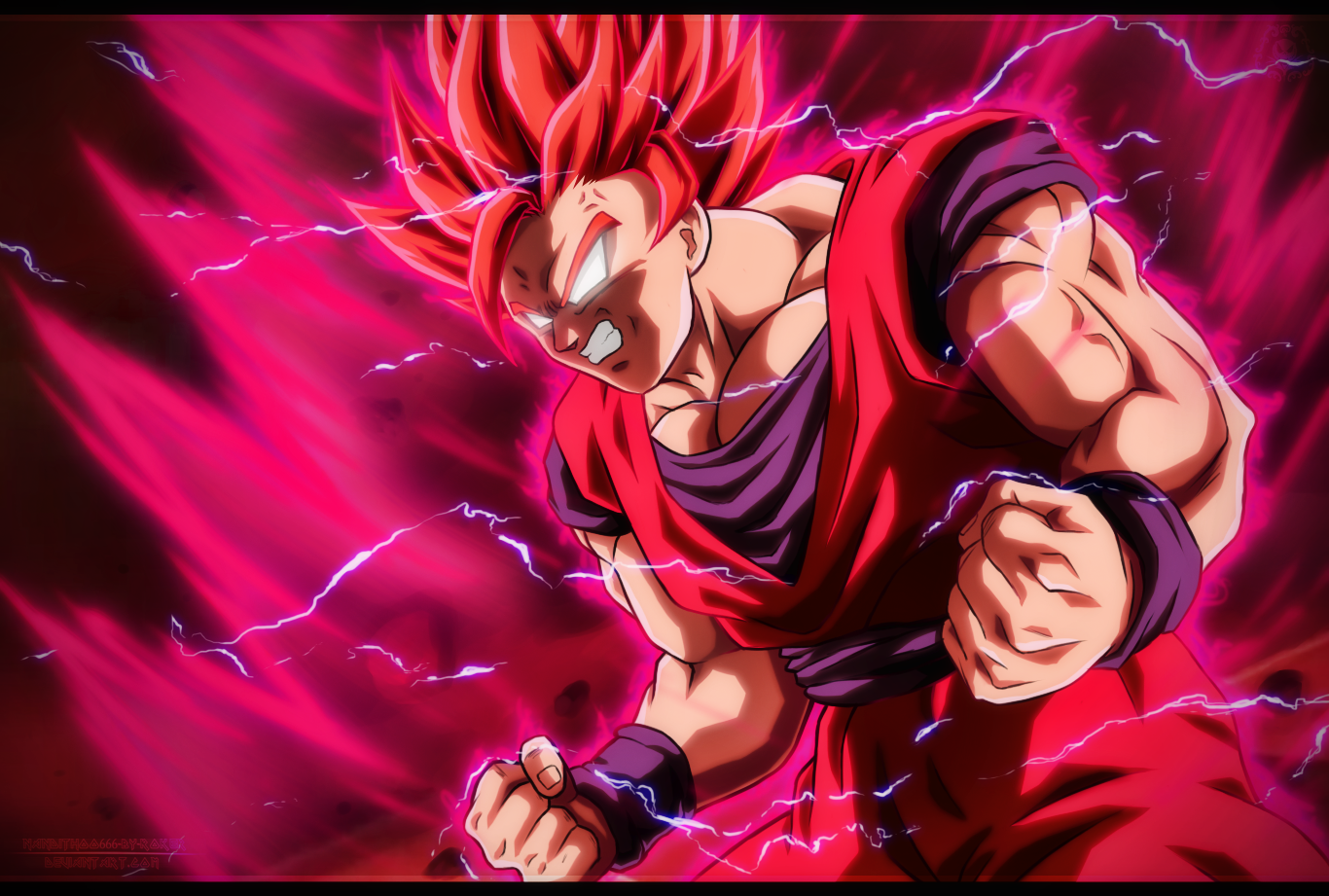 Son Goku from Dragon Ball in Super Saiyan God Super Saiyan form HD Wallpaper