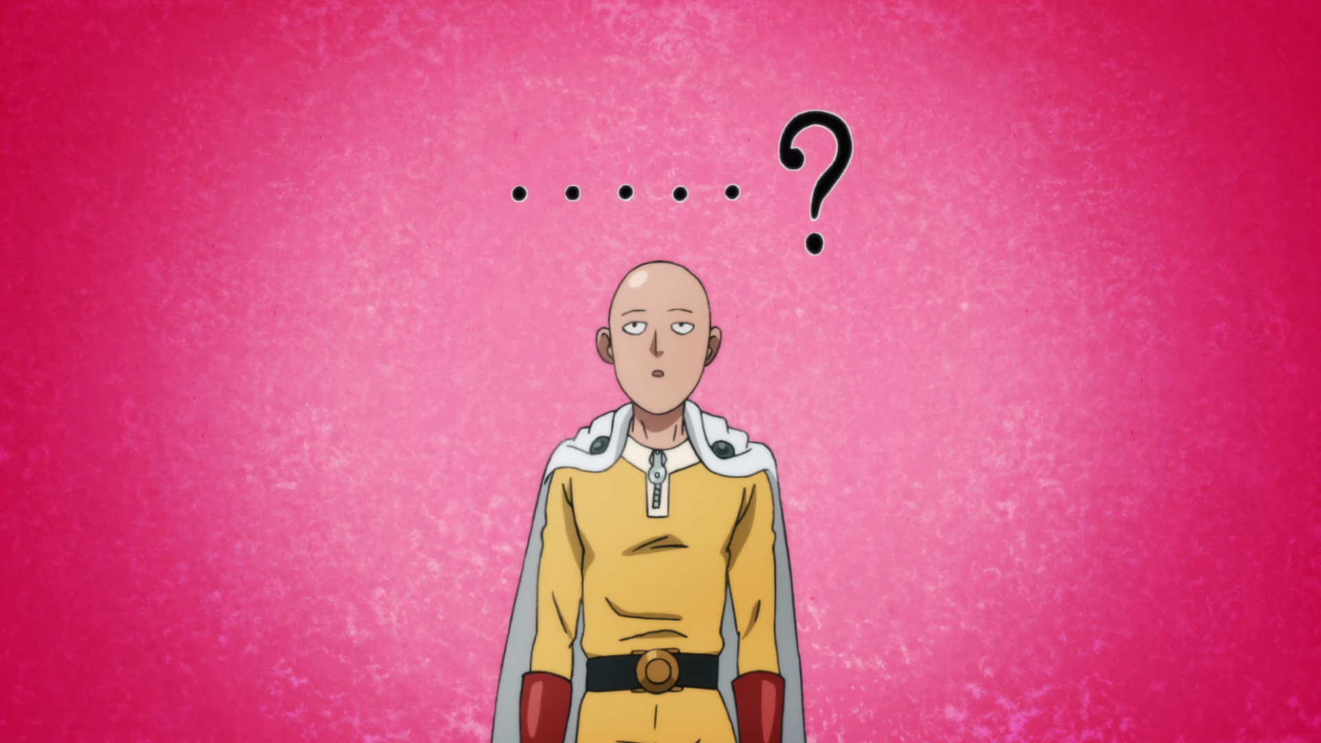 Saitama from One-Punch Man with question marks HD Wallpaper