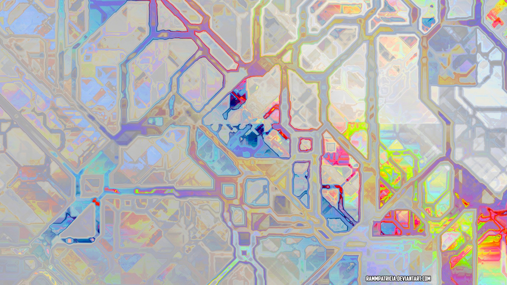 Abstract digital art with colorful geometric patterns HD Wallpaper