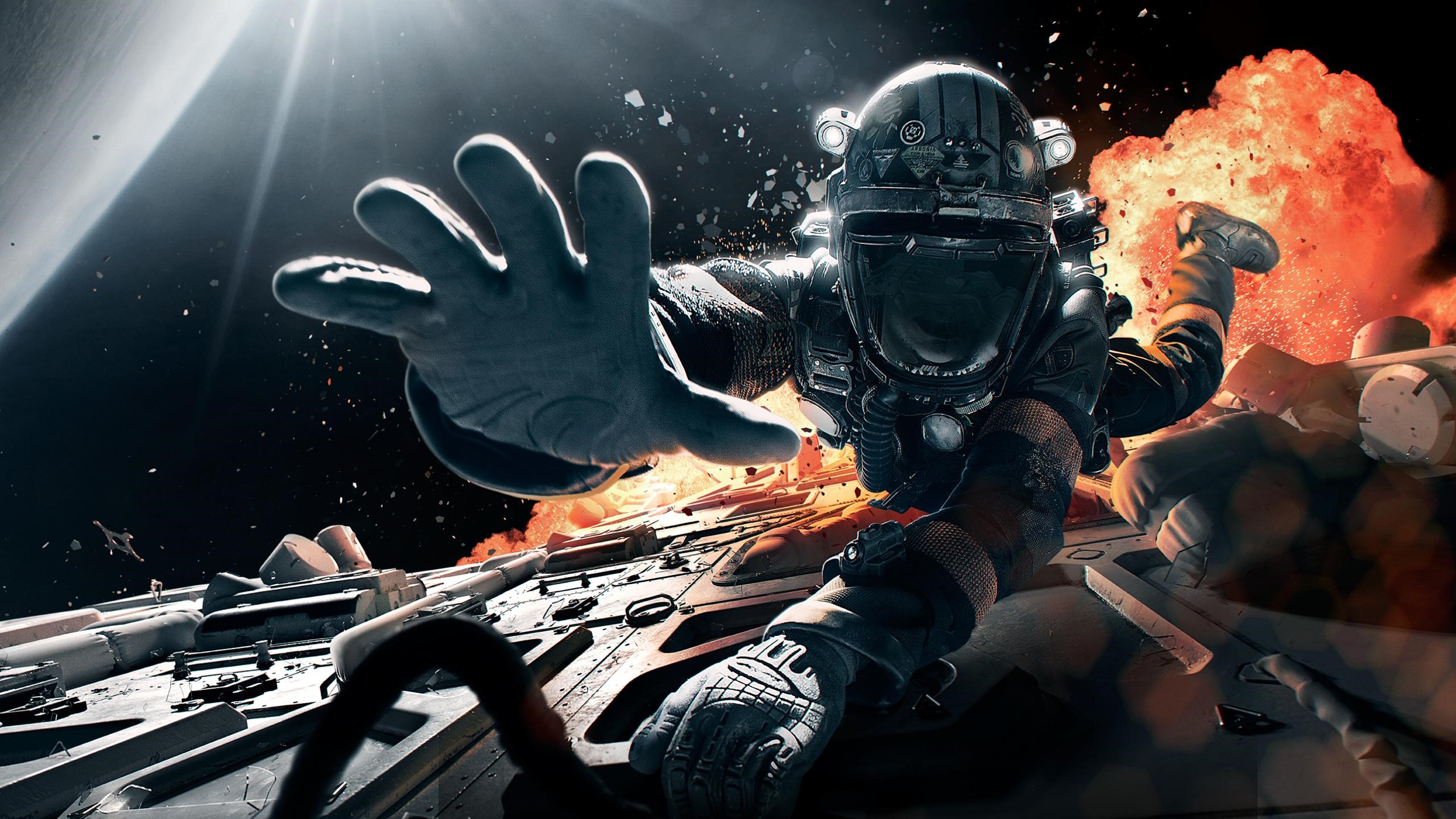 Astronaut in The Expanse during an explosion HD Wallpaper