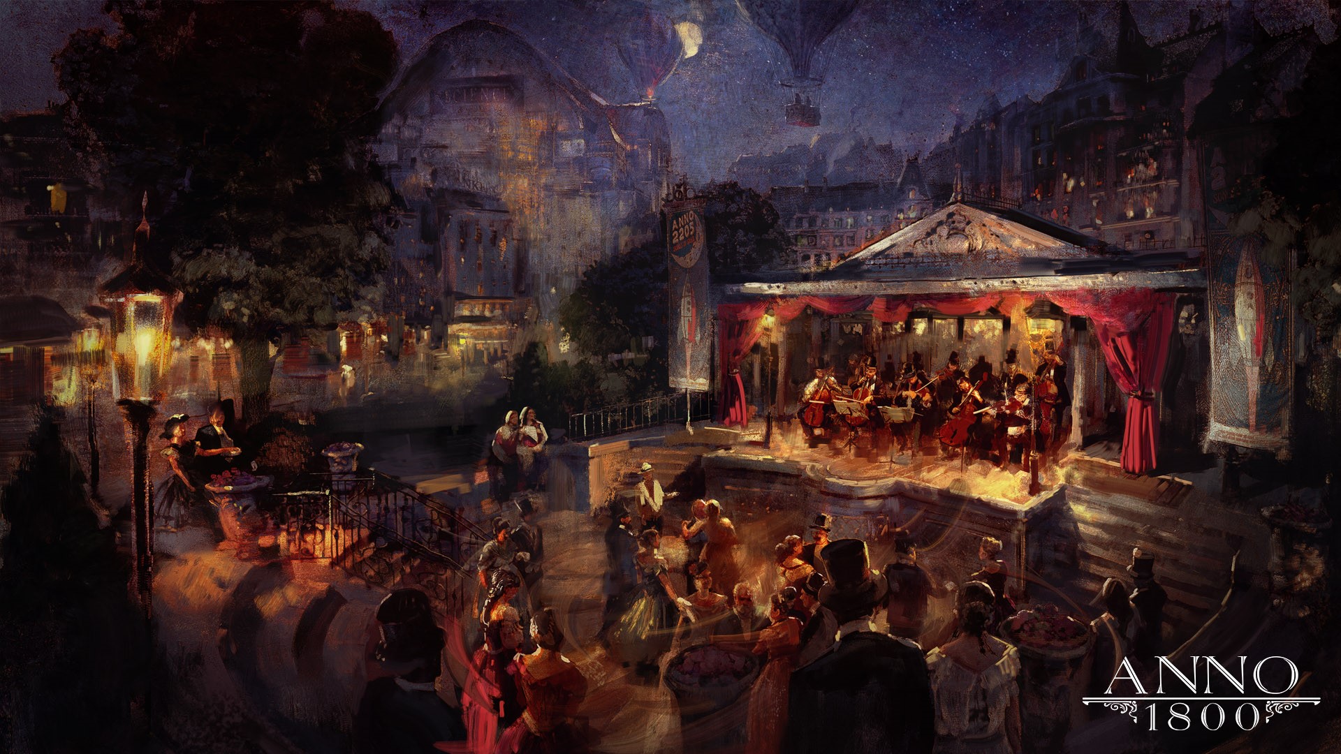 Anno 1800 Orchestra Concert at Night HD Wallpaper