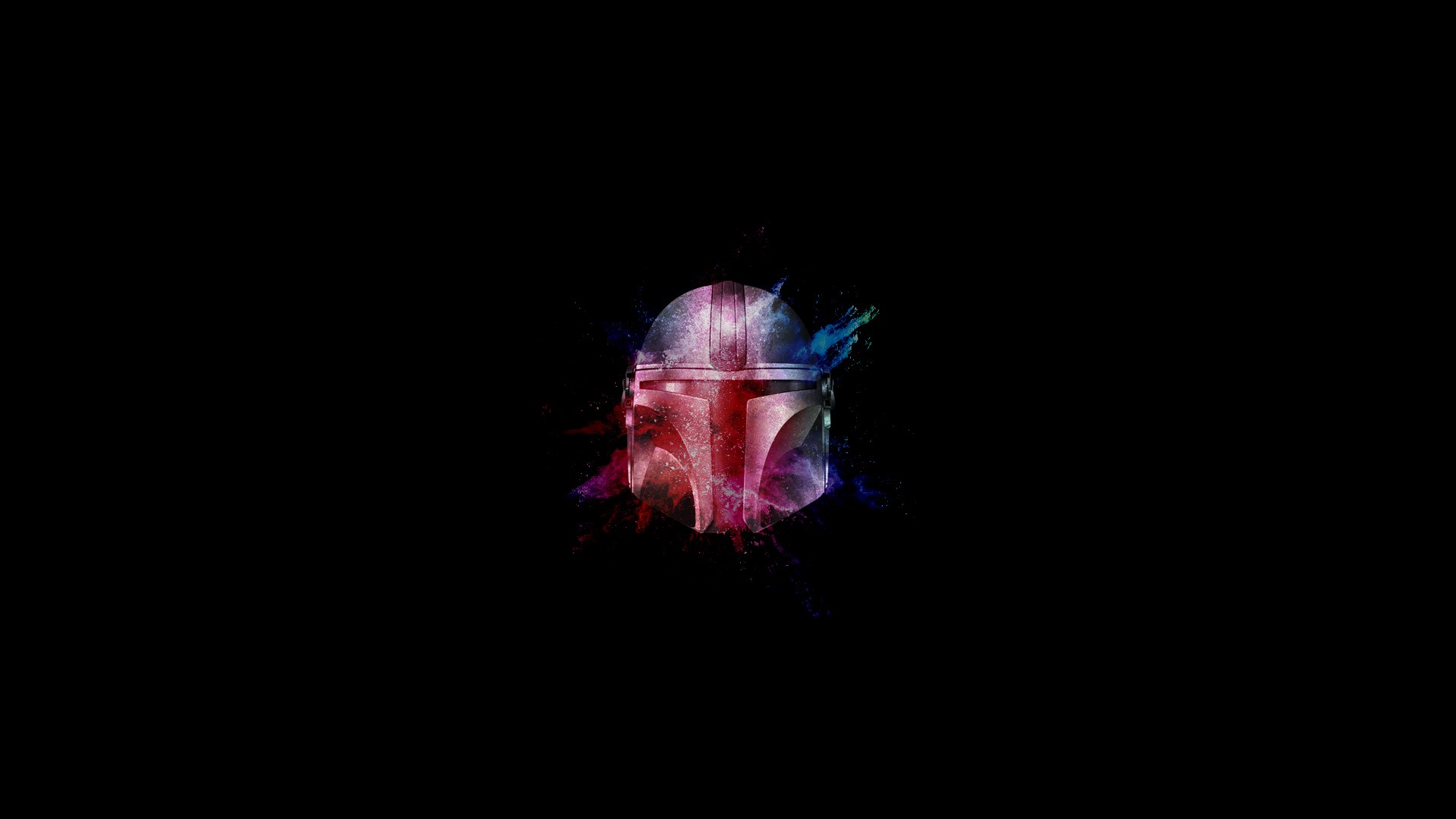 The Mandalorian Helmet Color Burst HD Wallpaper