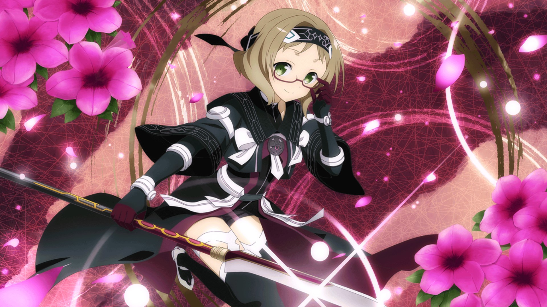 Girl with glasses holding a spear HD Wallpaper