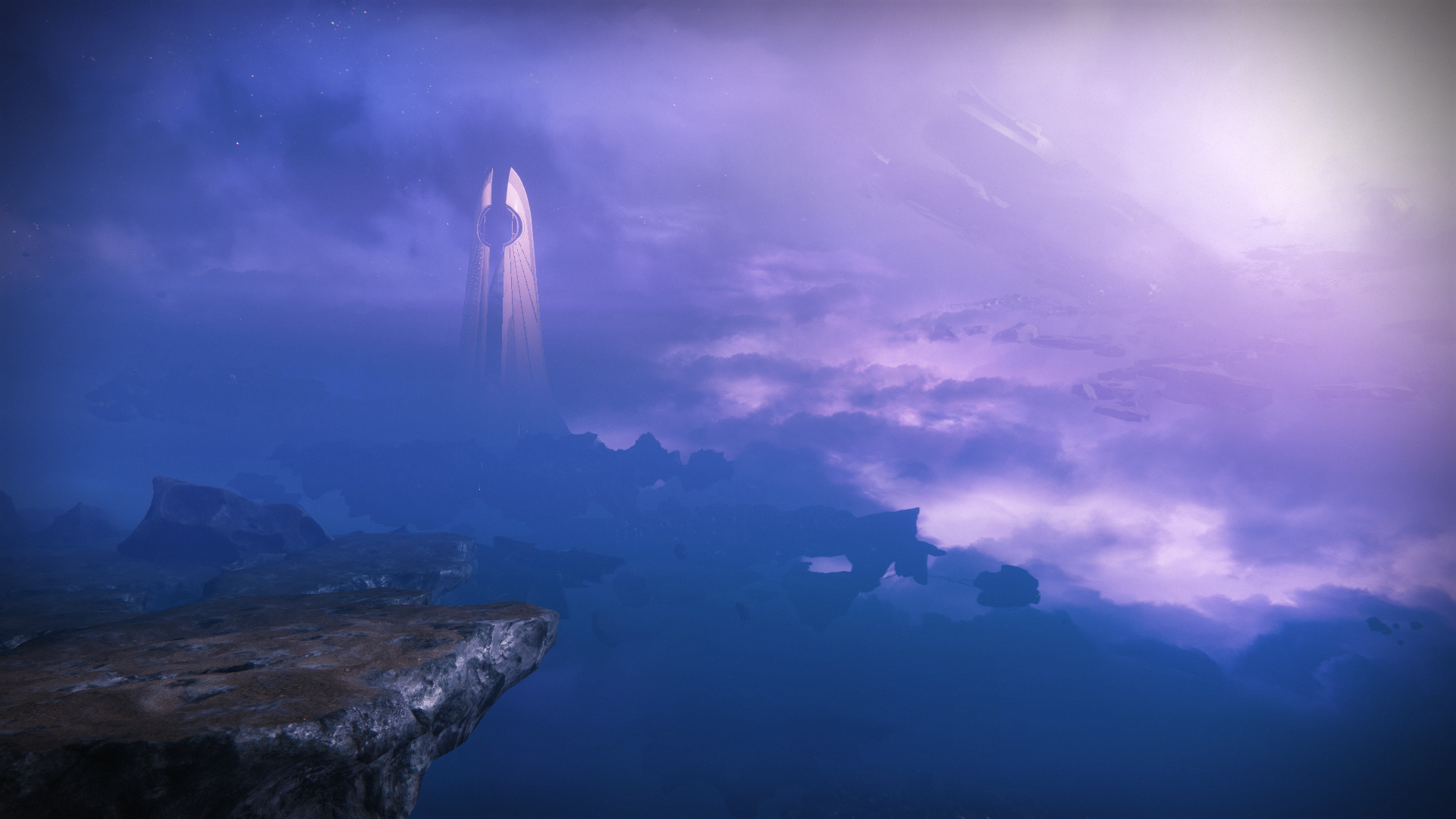 Destiny 2: The Witness Tower in a Purple Haze HD Wallpaper