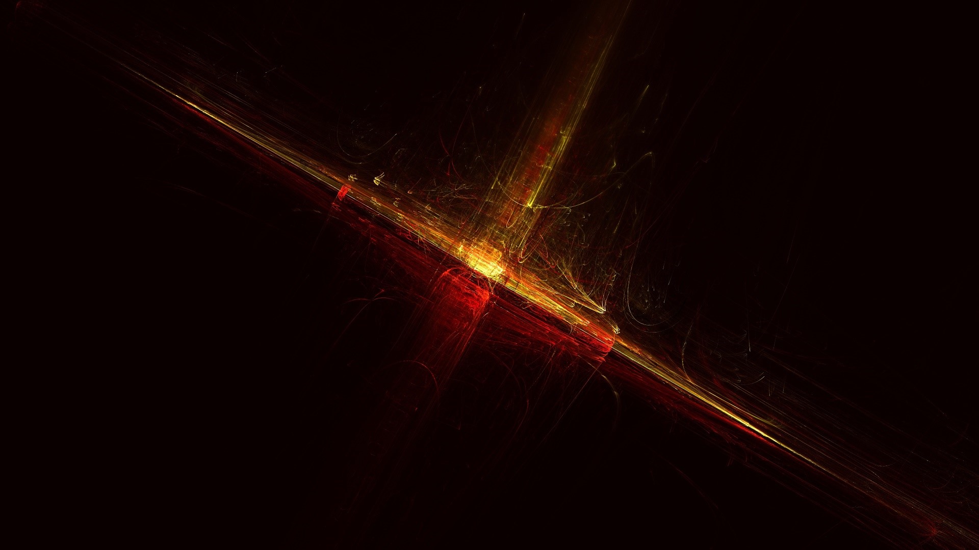 Abstract digital art with red and yellow light streaks HD Wallpaper