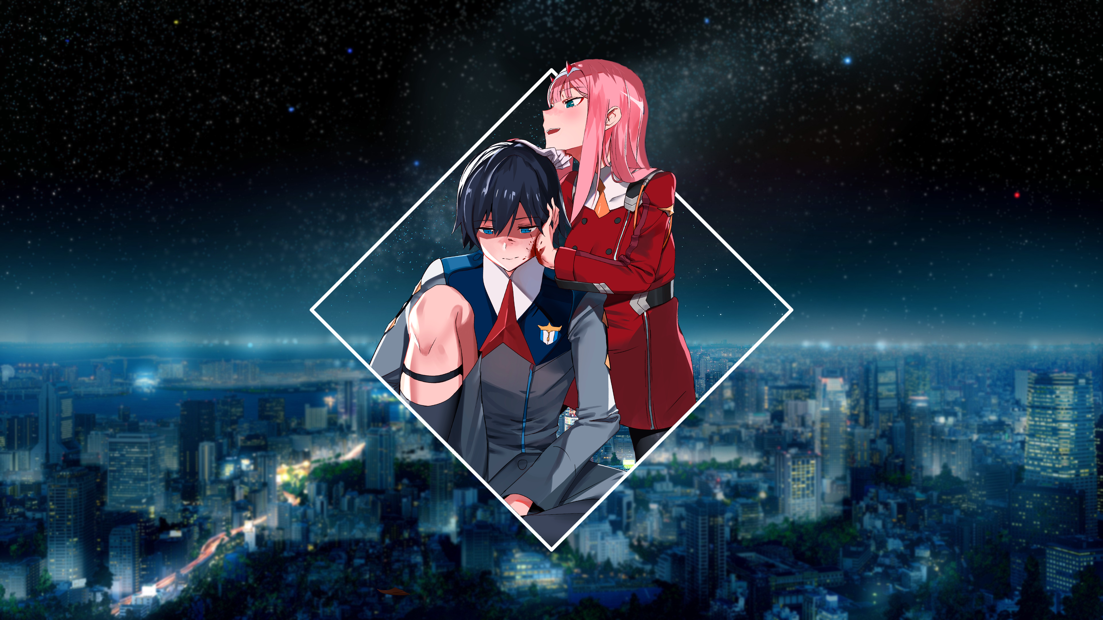 Zero Two and Hiro from Darling in the FranXX HD Wallpaper