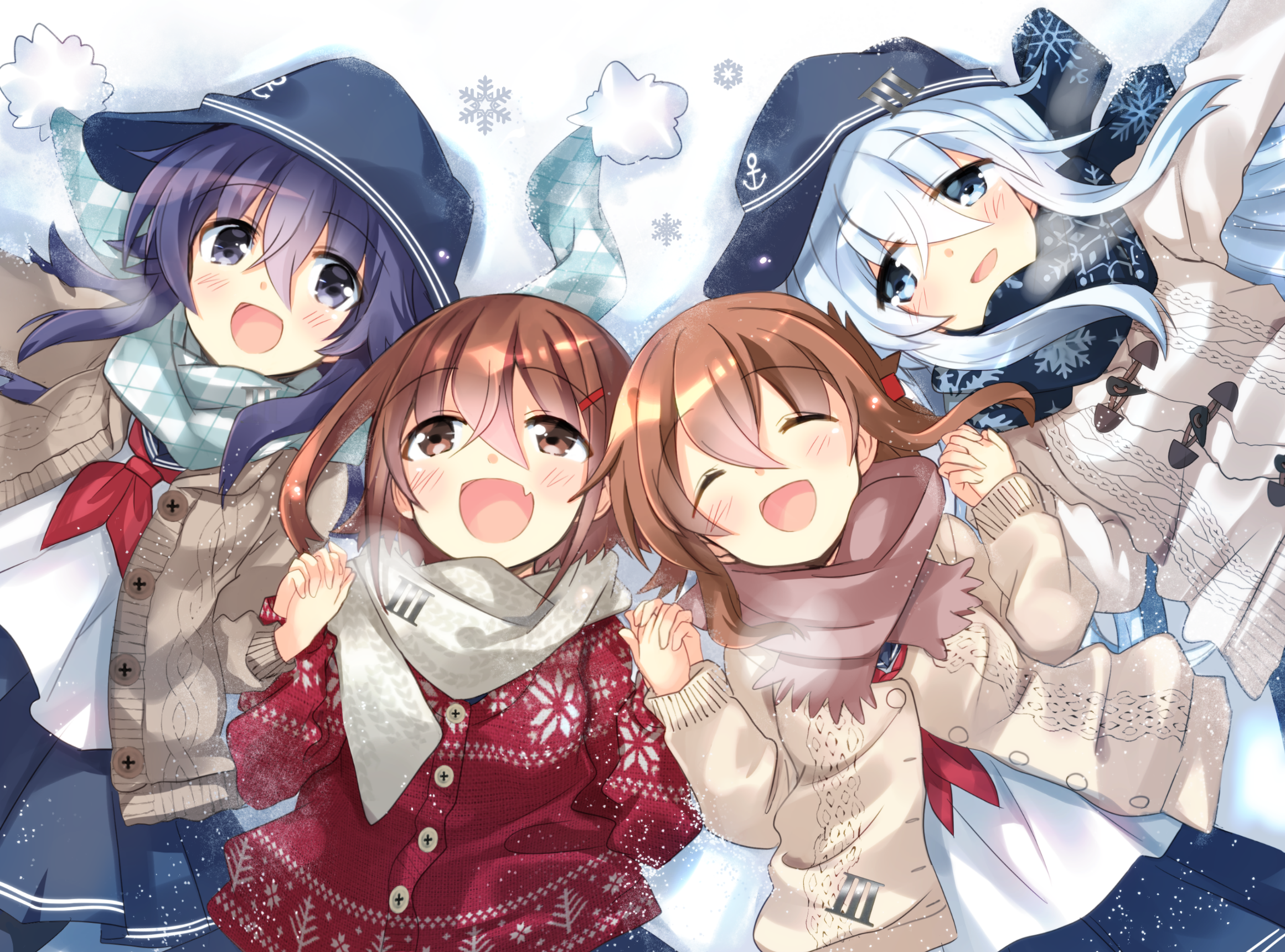 Kantai Collection anime girls in winter attire HD Wallpaper