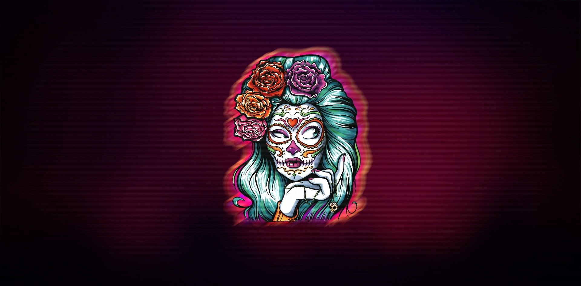 Artwork of a woman with Dia de los Muertos makeup HD Wallpaper