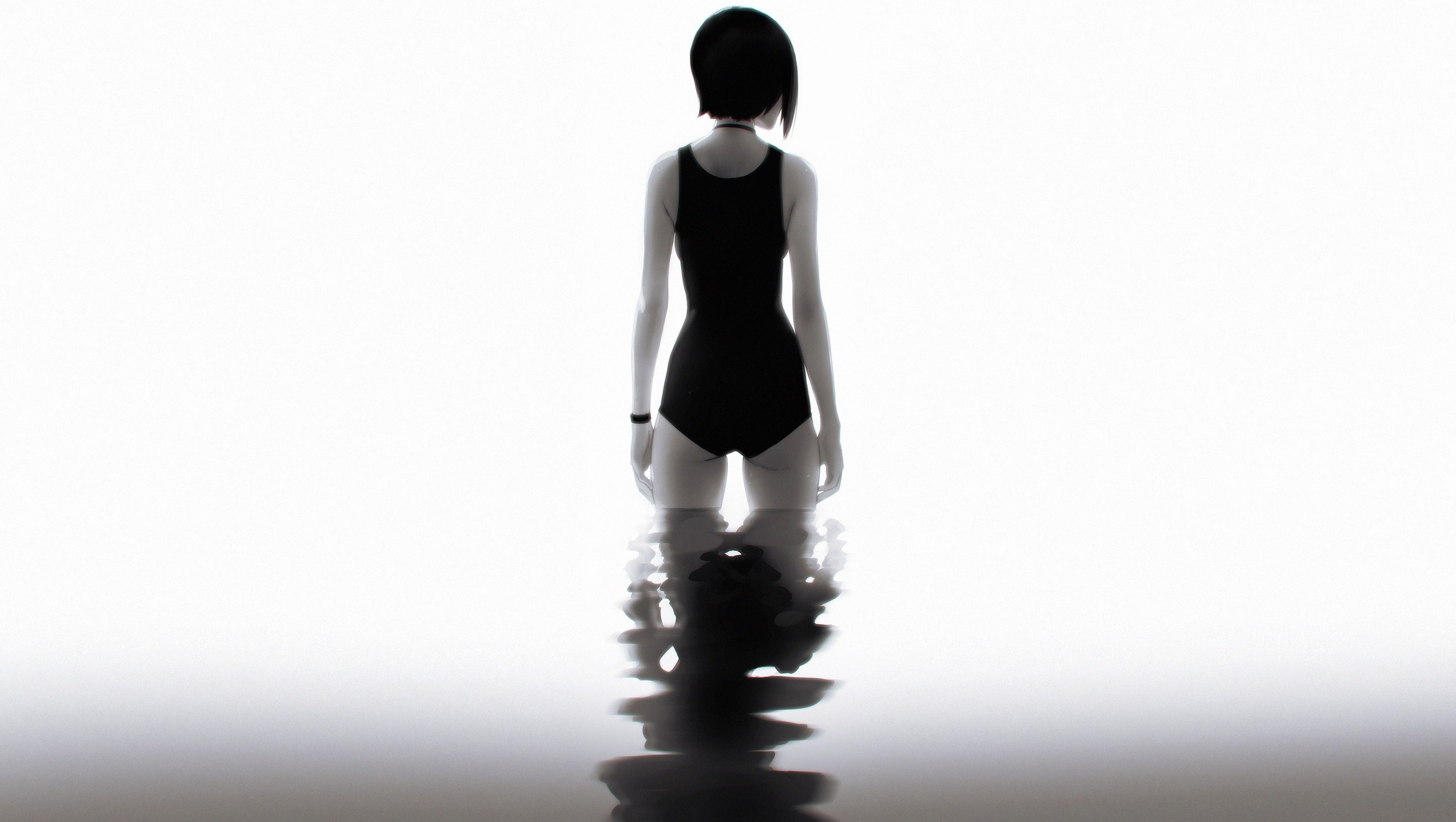 Woman in swimsuit standing in water by Ilya Kuvshinov HD Wallpaper