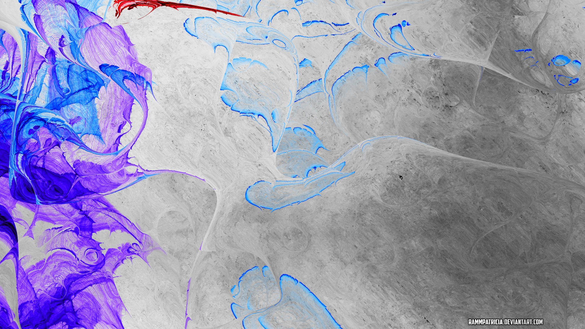Abstract digital art with blue and purple swirls HD Wallpaper
