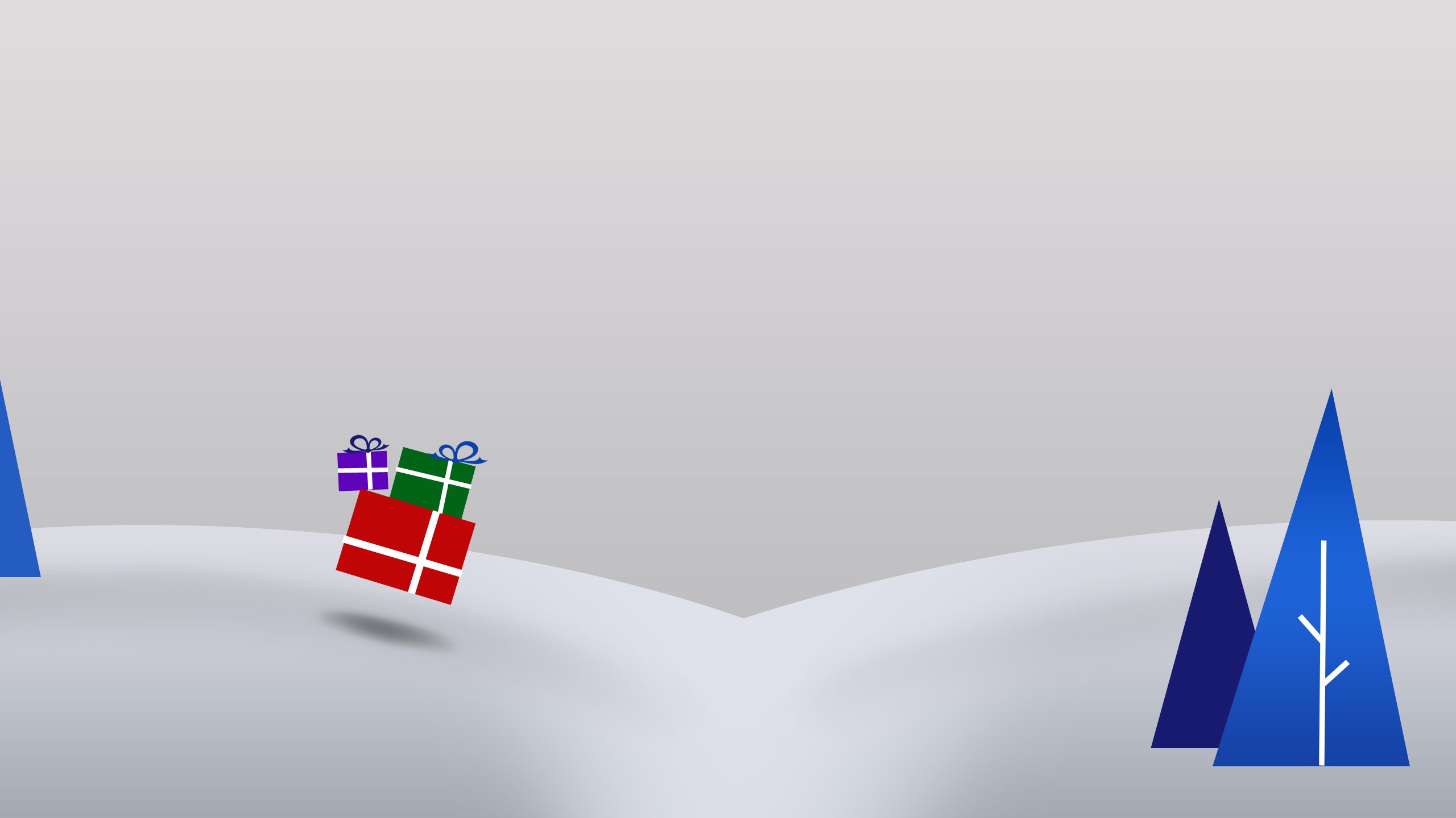 Presents on snow with Windows 10 trees HD Wallpaper