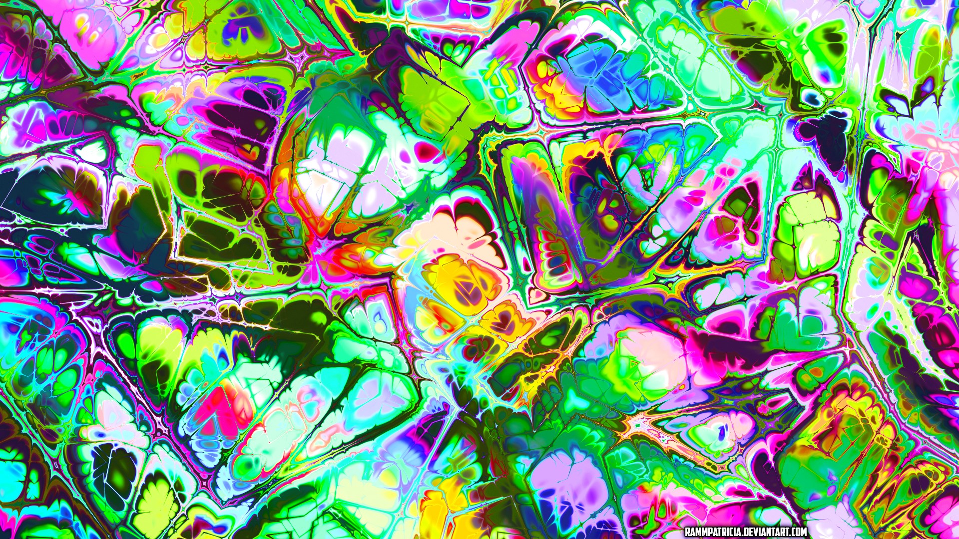 Abstract digital art with iridescent colors HD Wallpaper