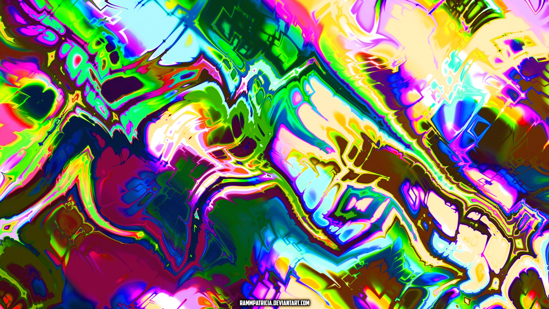 Abstract digital art with iridescent colors HD Wallpaper